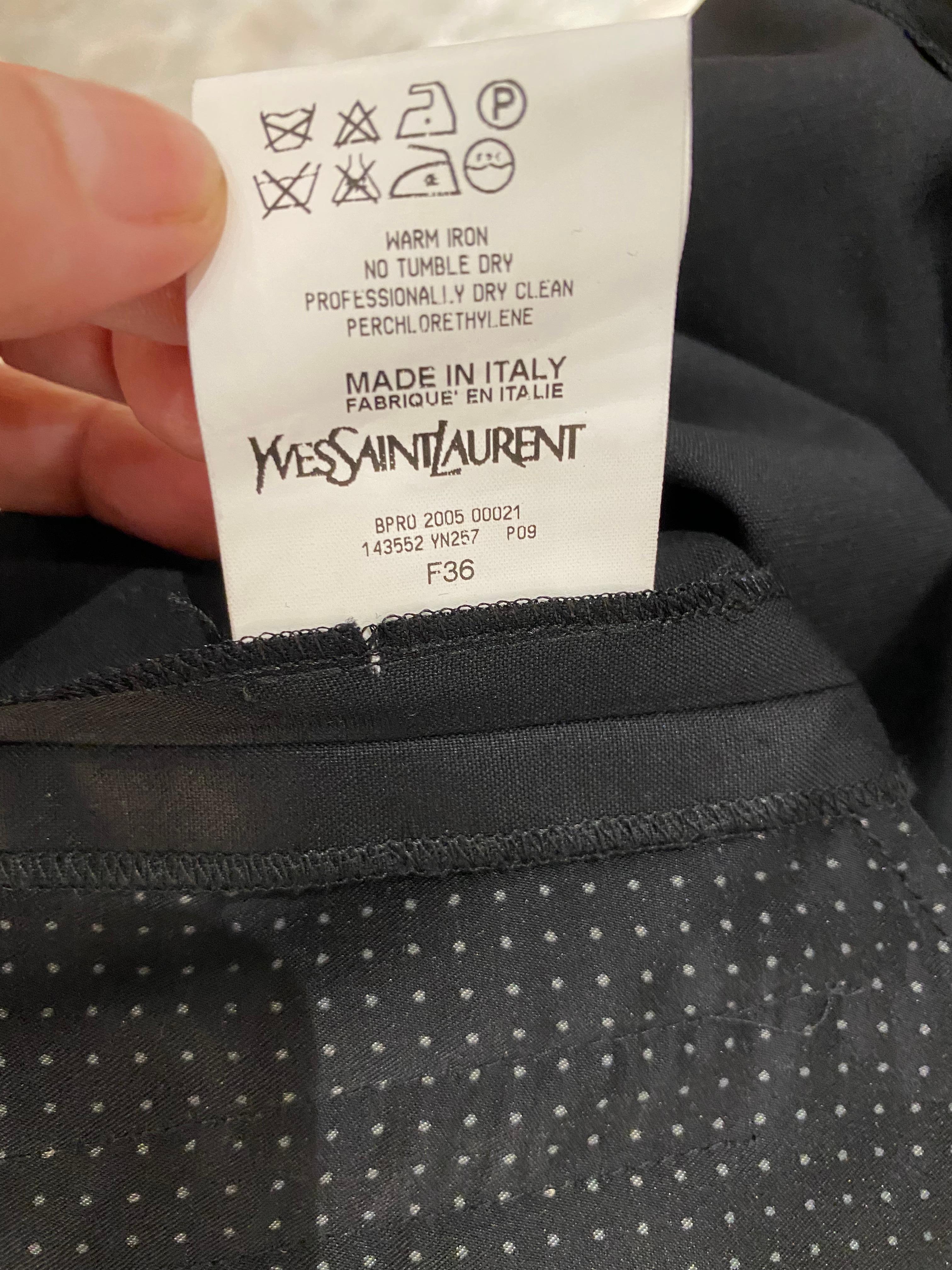 2000s Yves Saint Laurent by Stefano Pilati Polkadot Jacket Pant Suit For Sale 1