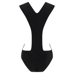 2000s Yves Saint Laurent by Tom Ford Black Plunging One-Piece Swimsuit