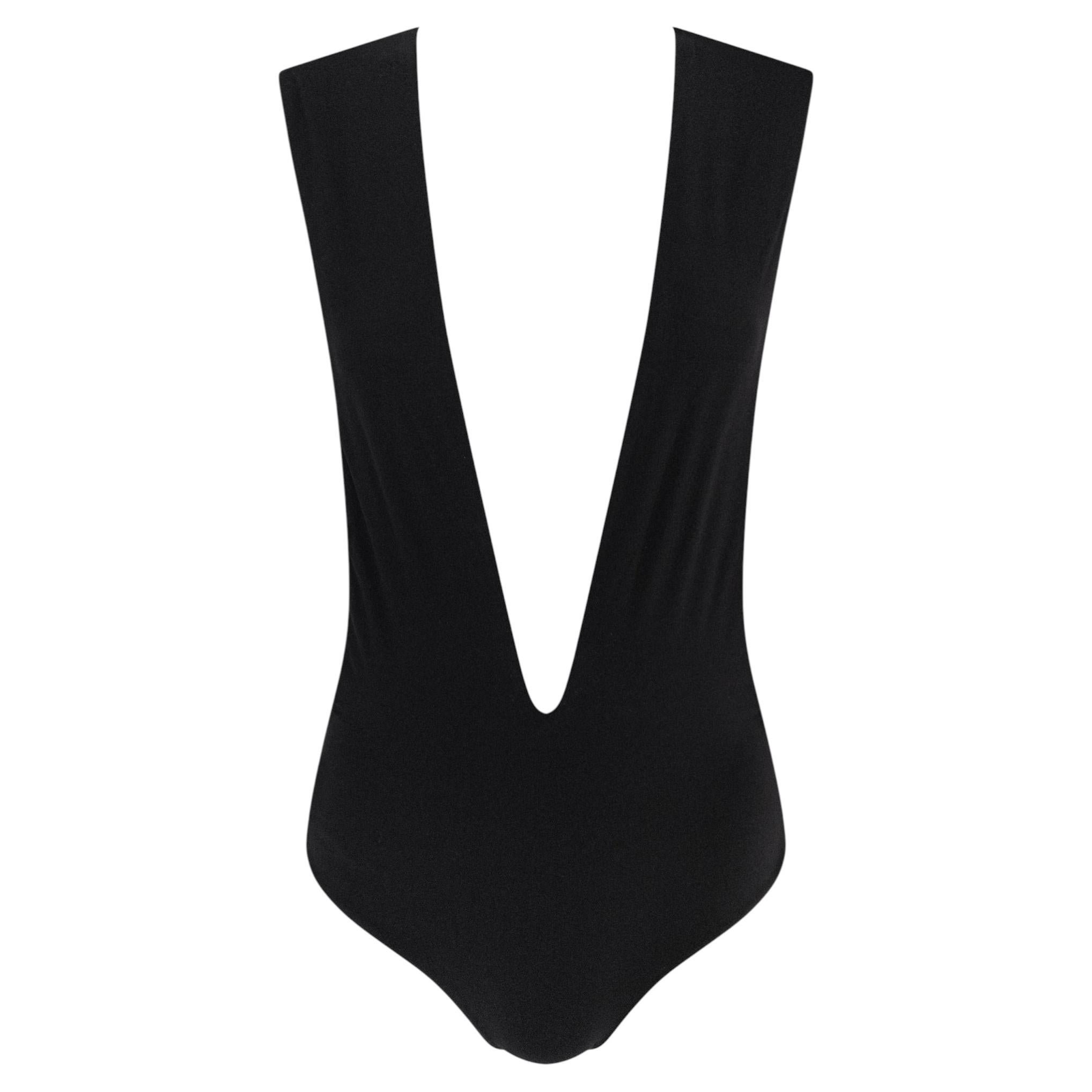 2000s Yves Saint Laurent by Tom Ford Black Plunging One-Piece Swimsuit