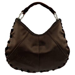 2000s Yves Saint Laurent by Tom Ford Brown Silk Satin Lace Up Mini Bag