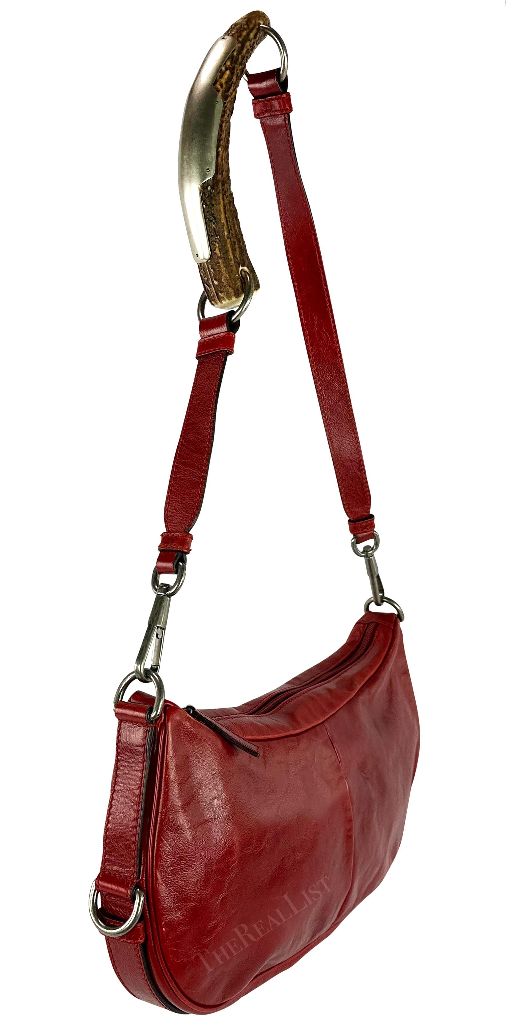 2000s Yves Saint Laurent by Tom Ford Red Leather Mombassa Shoulder Bag For Sale 2