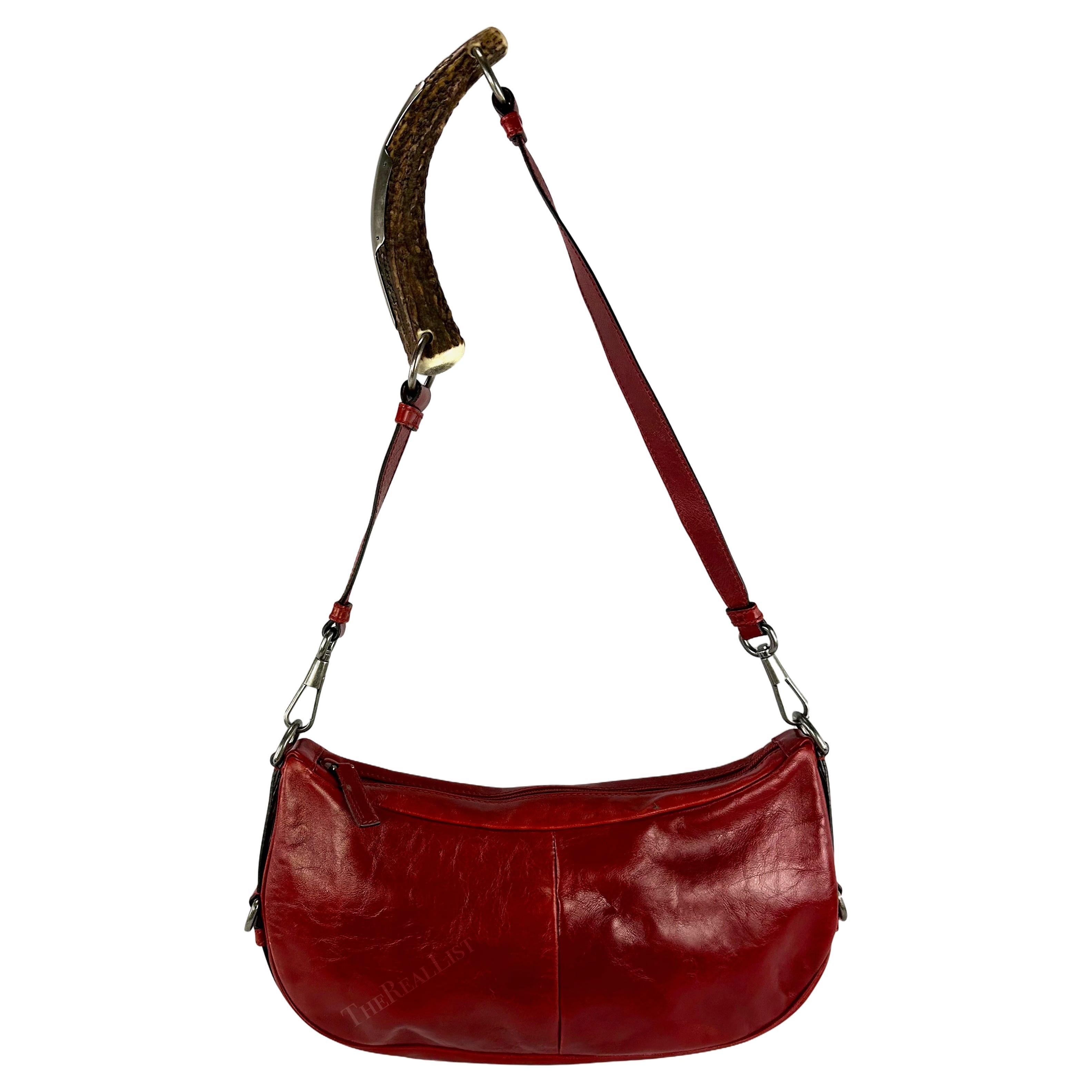 2000s Yves Saint Laurent by Tom Ford Red Leather Mombassa Shoulder Bag For Sale 3