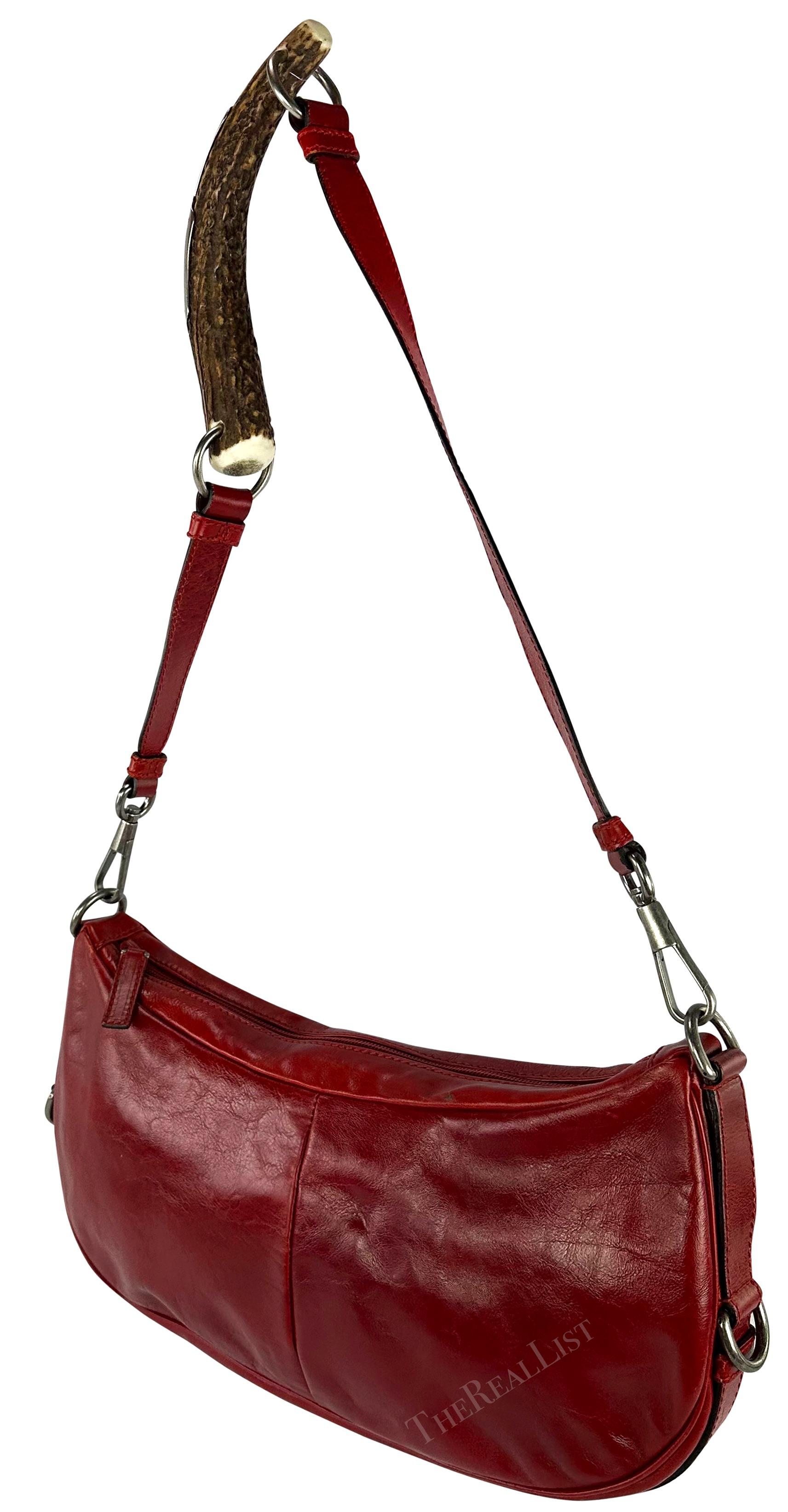 2000s Yves Saint Laurent by Tom Ford Red Leather Mombassa Shoulder Bag For Sale 4