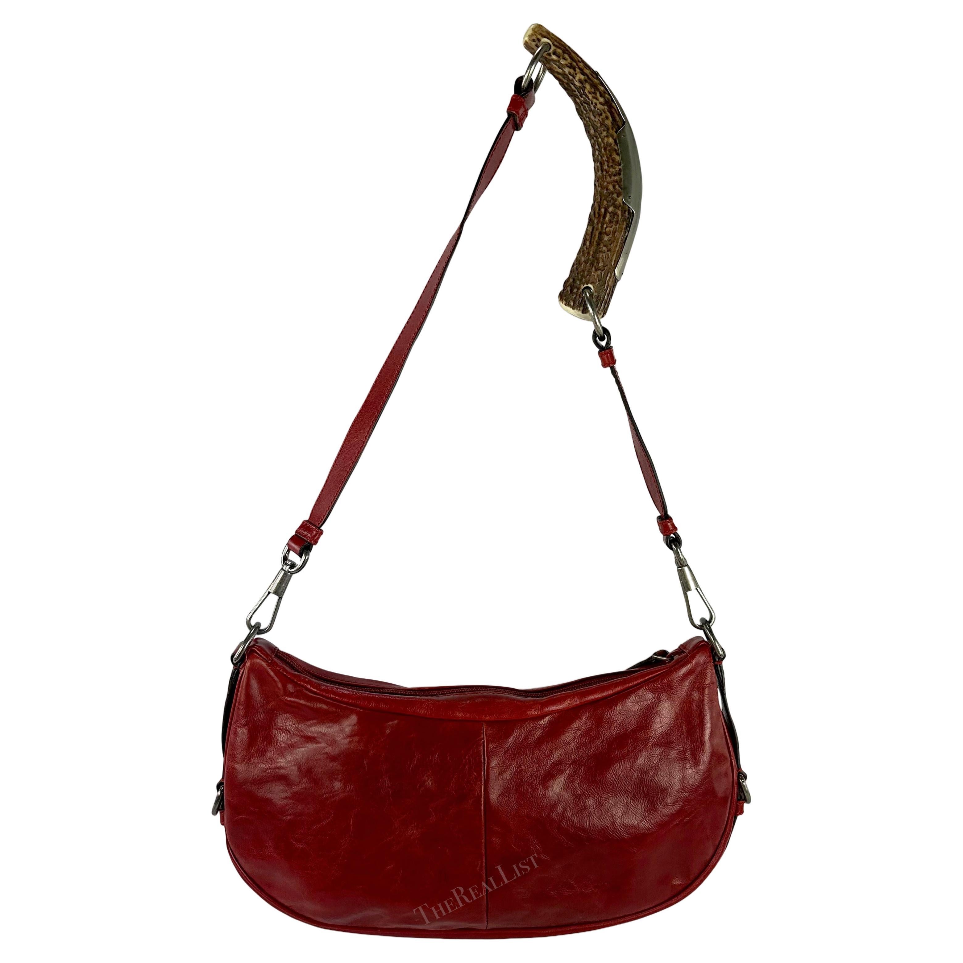 2000s Yves Saint Laurent by Tom Ford Red Leather Mombassa Shoulder Bag For Sale