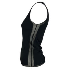 2000s Yves Saint Laurent by Tom Ford Sheer Stretch Panel Black Tank Top Y2K