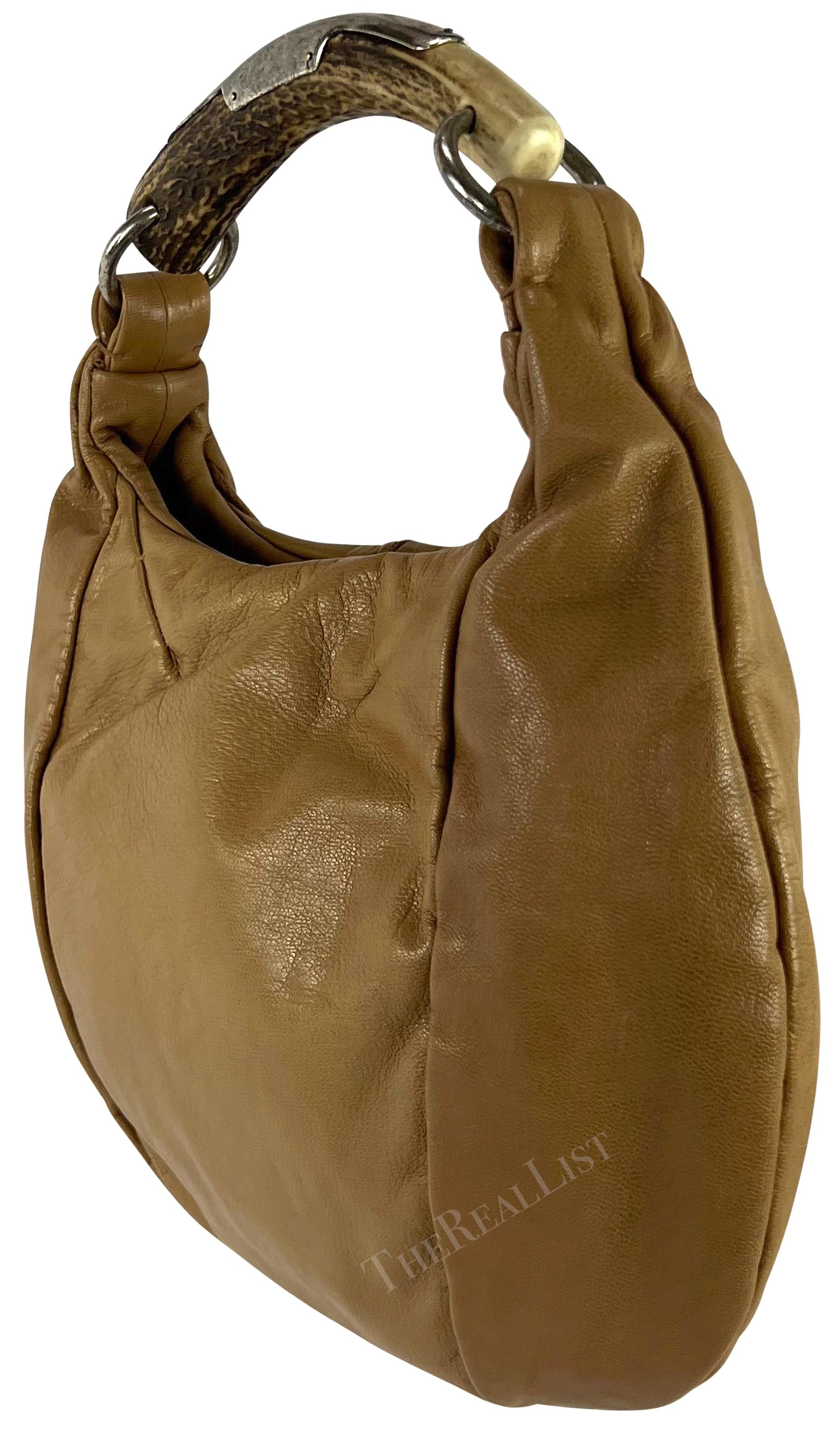 2000s Yves Saint Laurent by Tom Ford Tan Leather Horn Mombassa Shoulder Bag 3
