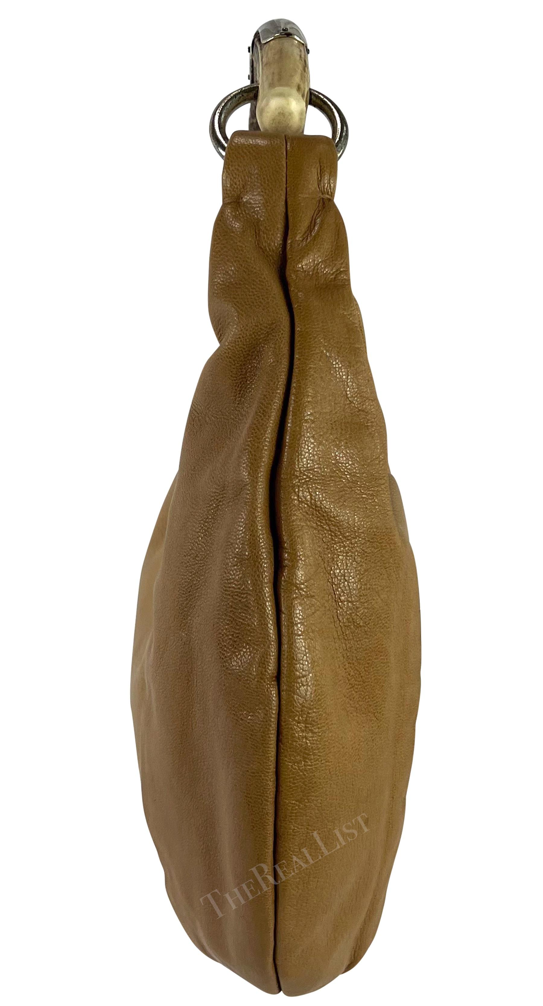 2000s Yves Saint Laurent by Tom Ford Tan Leather Horn Mombassa Shoulder Bag 4