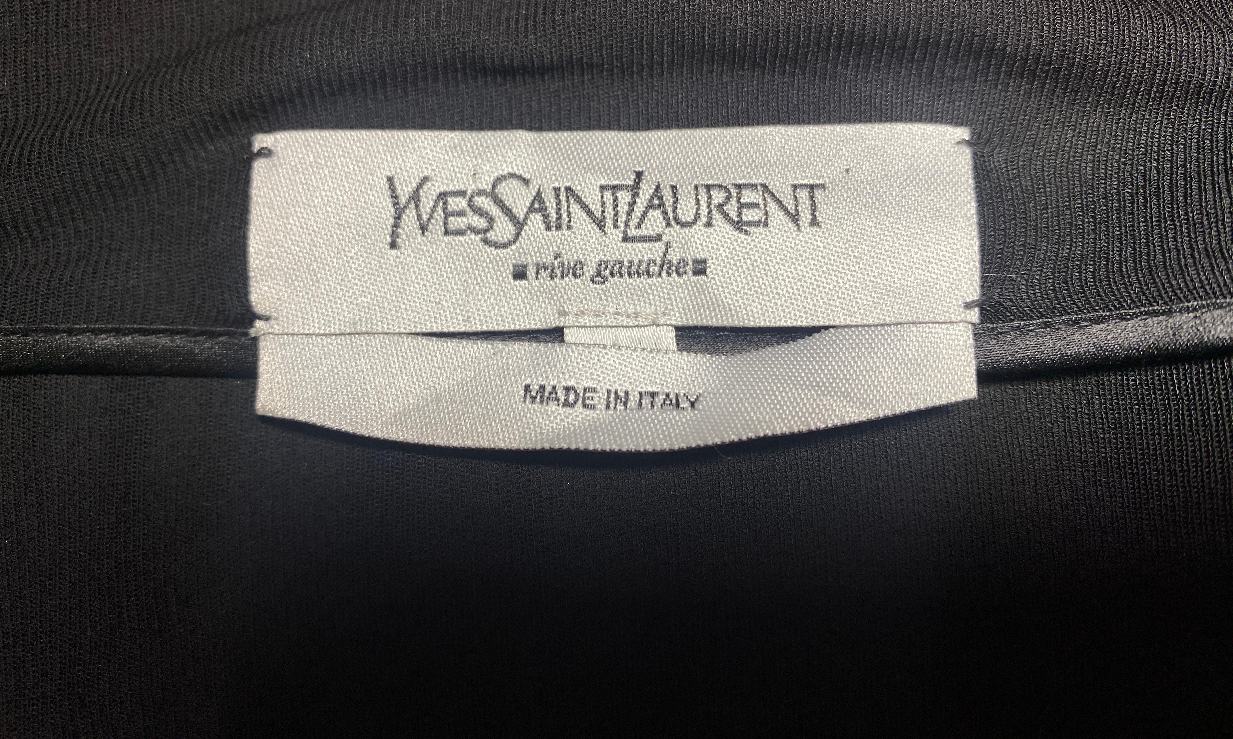 2000s Yves Saint Laurent Long Sleeve Black Jersey Wrap Dress For Sale 2