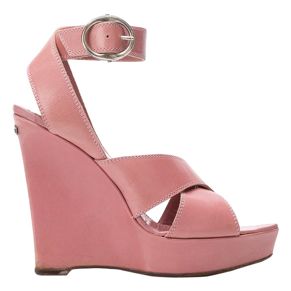 2000s Yves Saint Laurent Pink Wedges Sandals at 1stDibs
