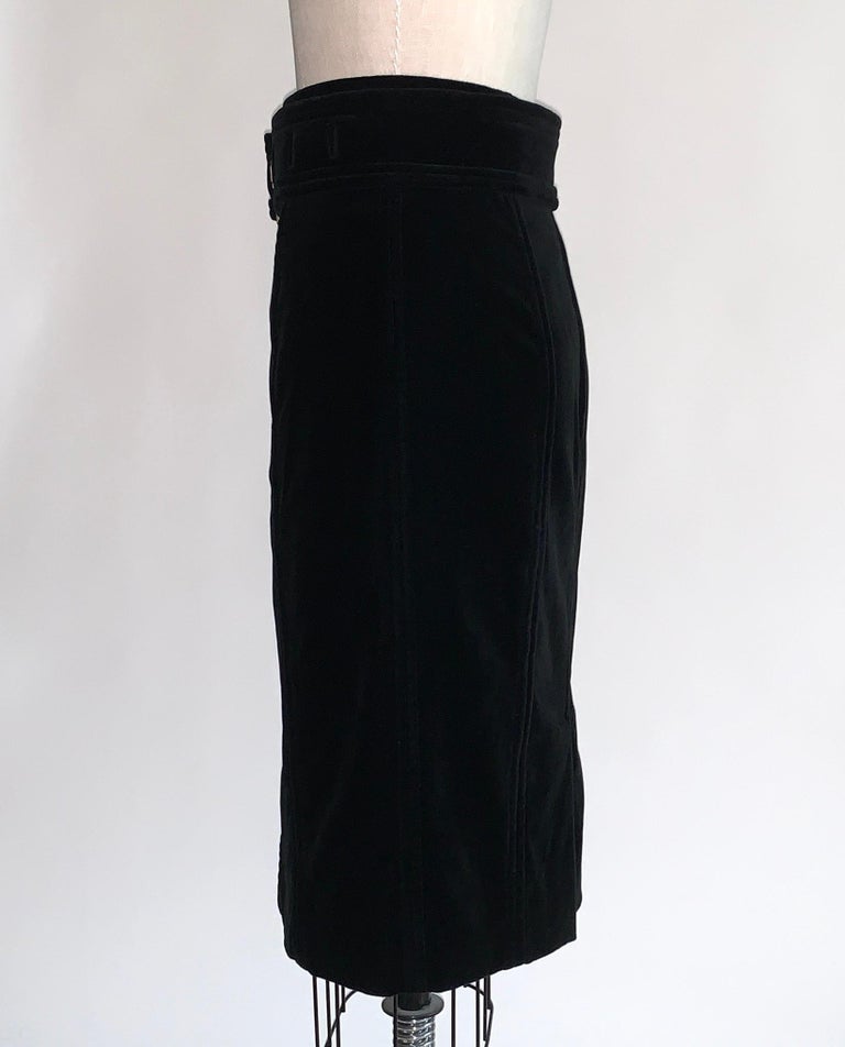 2000s Yves Saint Laurent Rive Gauche Black Velvet Pencil Skirt with ...