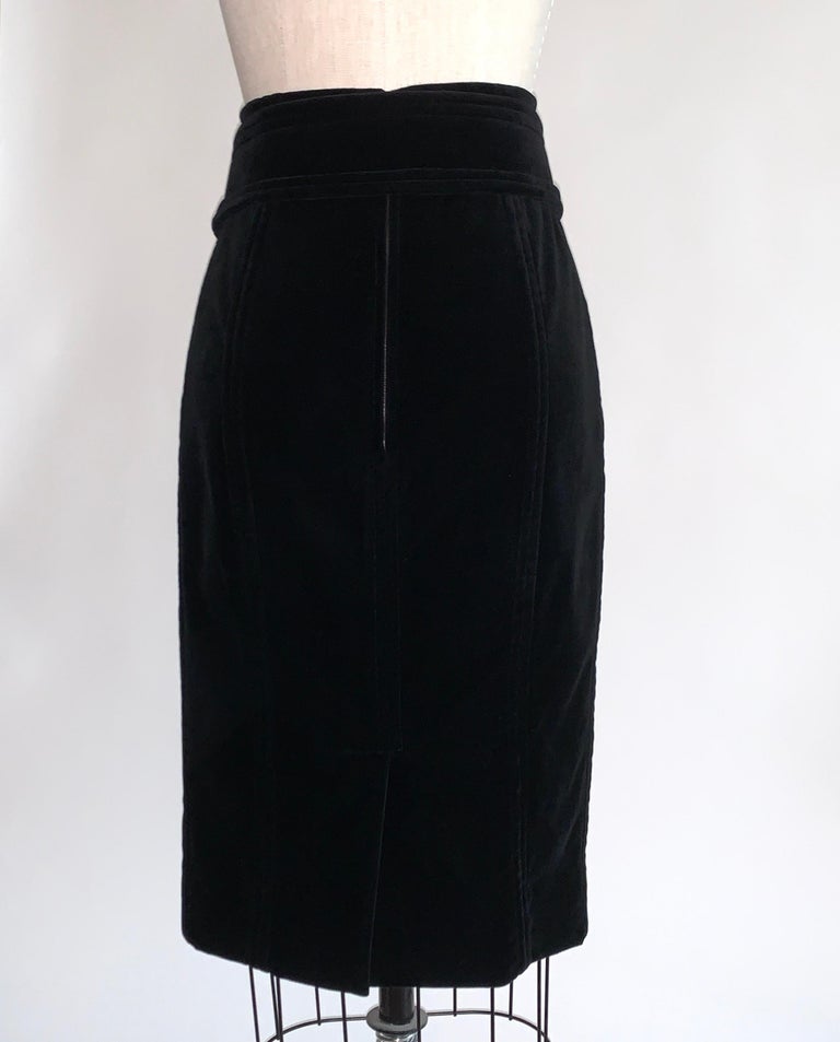 2000s Yves Saint Laurent Rive Gauche Black Velvet Pencil Skirt with ...