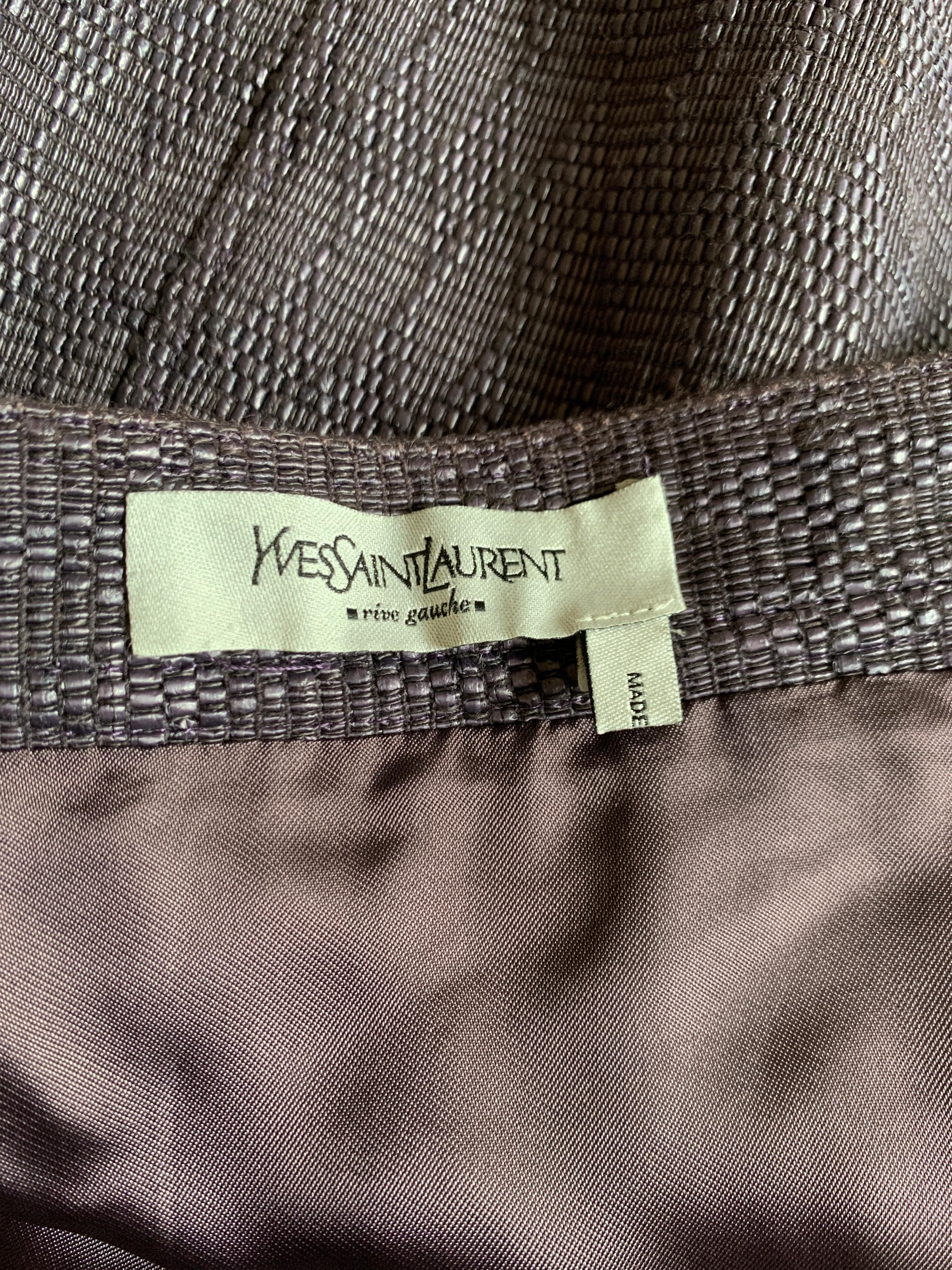 2000s Yves Saint Laurent Rive Gauche Purple Diamond Weave Pencil Skirt In Good Condition For Sale In San Francisco, CA