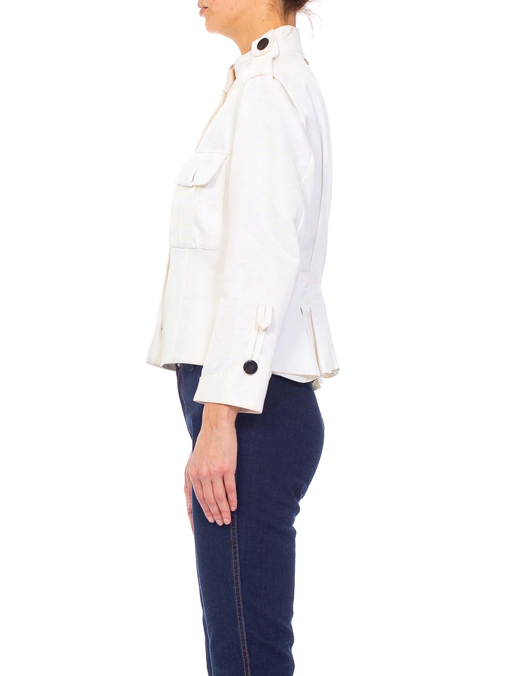 Women's 2000s YVES SAINT LAURENT White Cargo Pocket Jacket 