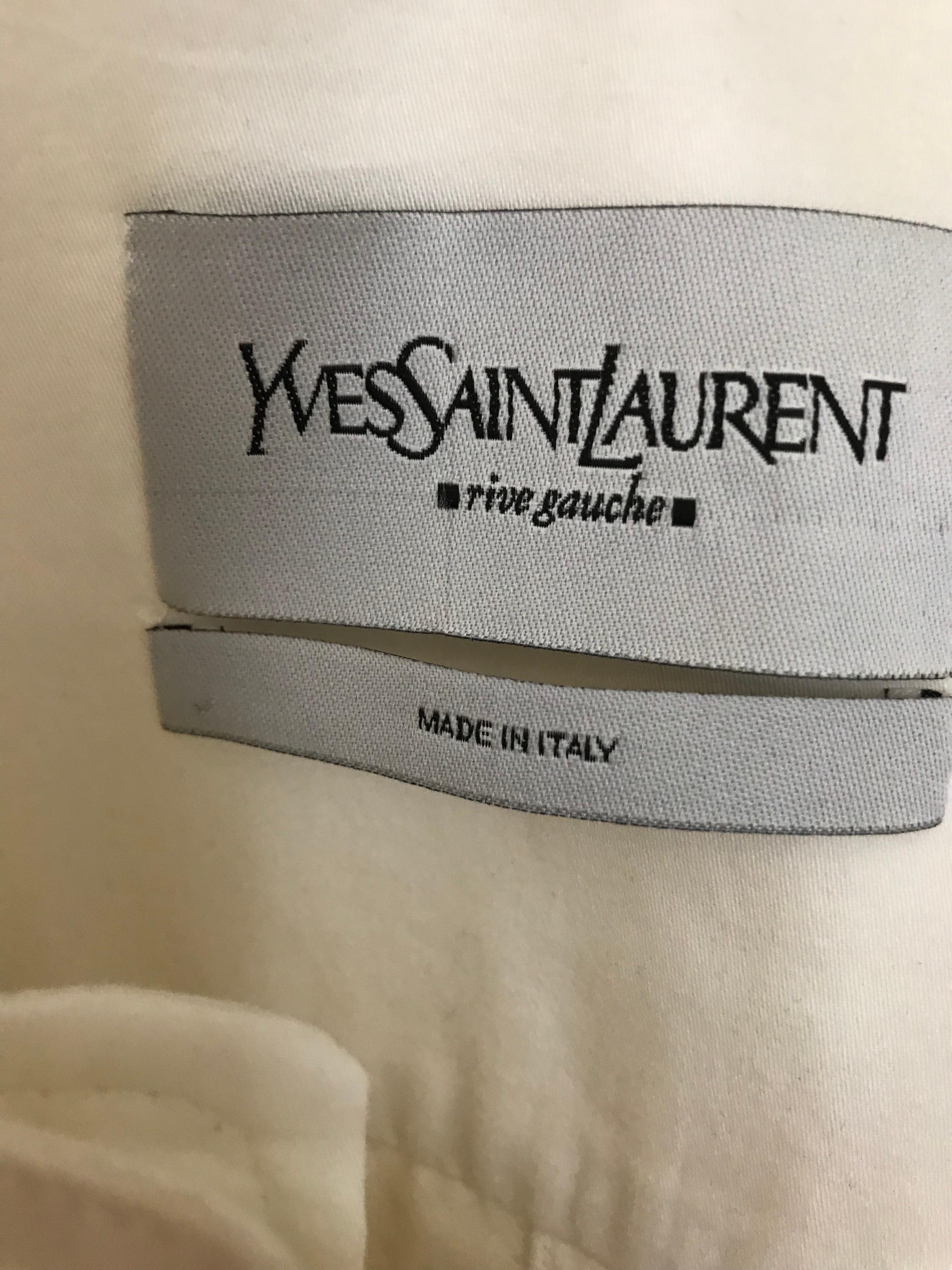 2000s Yves Saint Laurent White Cotton Safari Jacket  In Excellent Condition In Beverly Hills, CA