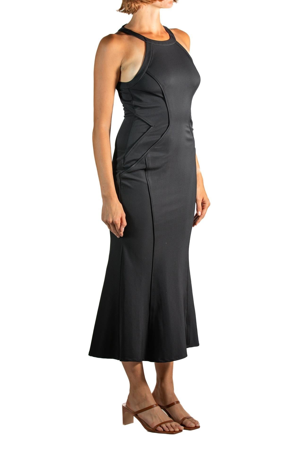 2000S Zac Posen Black Poly Blend Stretch Body-Con Mermaid Hem Gown For Sale 1