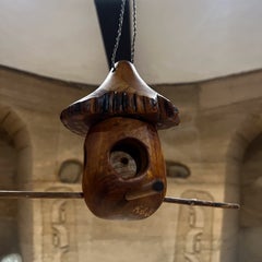 2000s Modern Zen Birdhouse Wood Bird Feeder