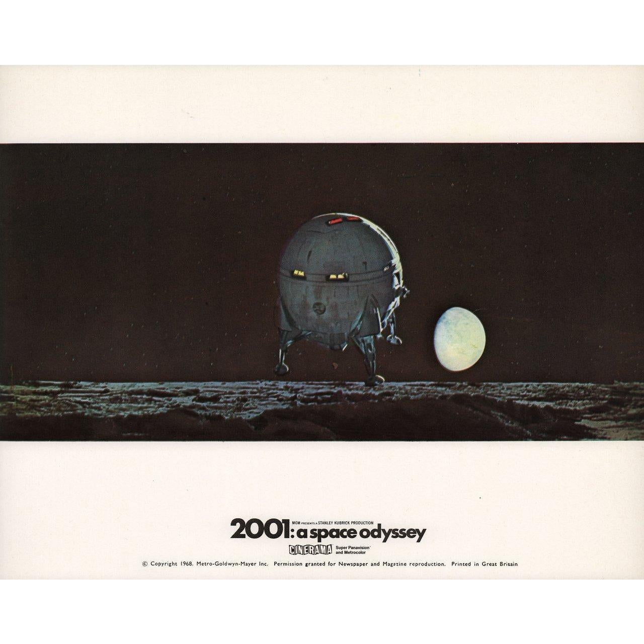 Original 1968 British color photo for the film 2001: A Space Odyssey directed by Stanley Kubrick with Keir Dullea / Gary Lockwood / William Sylvester / Daniel Richter. Very Good-Fine condition, pinholes & water stain in top border. Please note: the