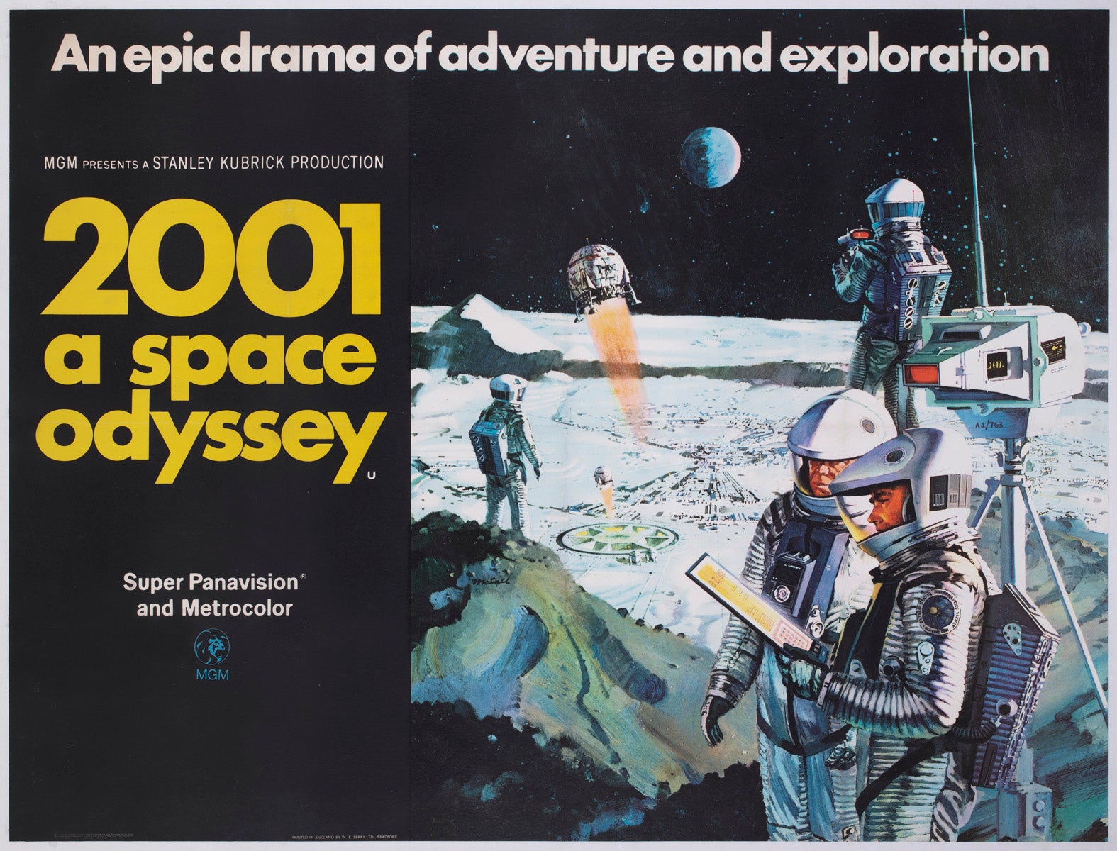 2001 A Space Odyssey 1968 UK Quad Film Movie Poster Style B, Bob McCall For Sale