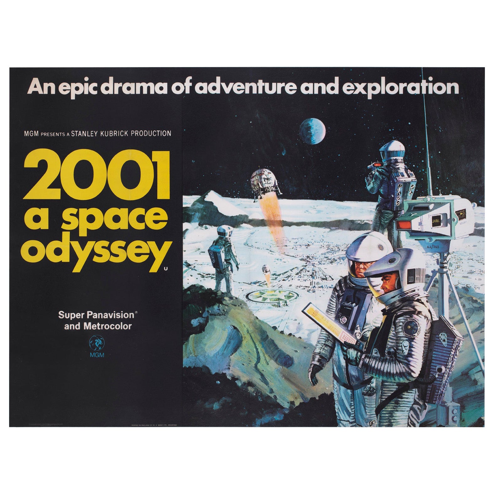 2001 A Space Odyssey 1968 UK Quad Film Movie Poster Style B, Bob McCall