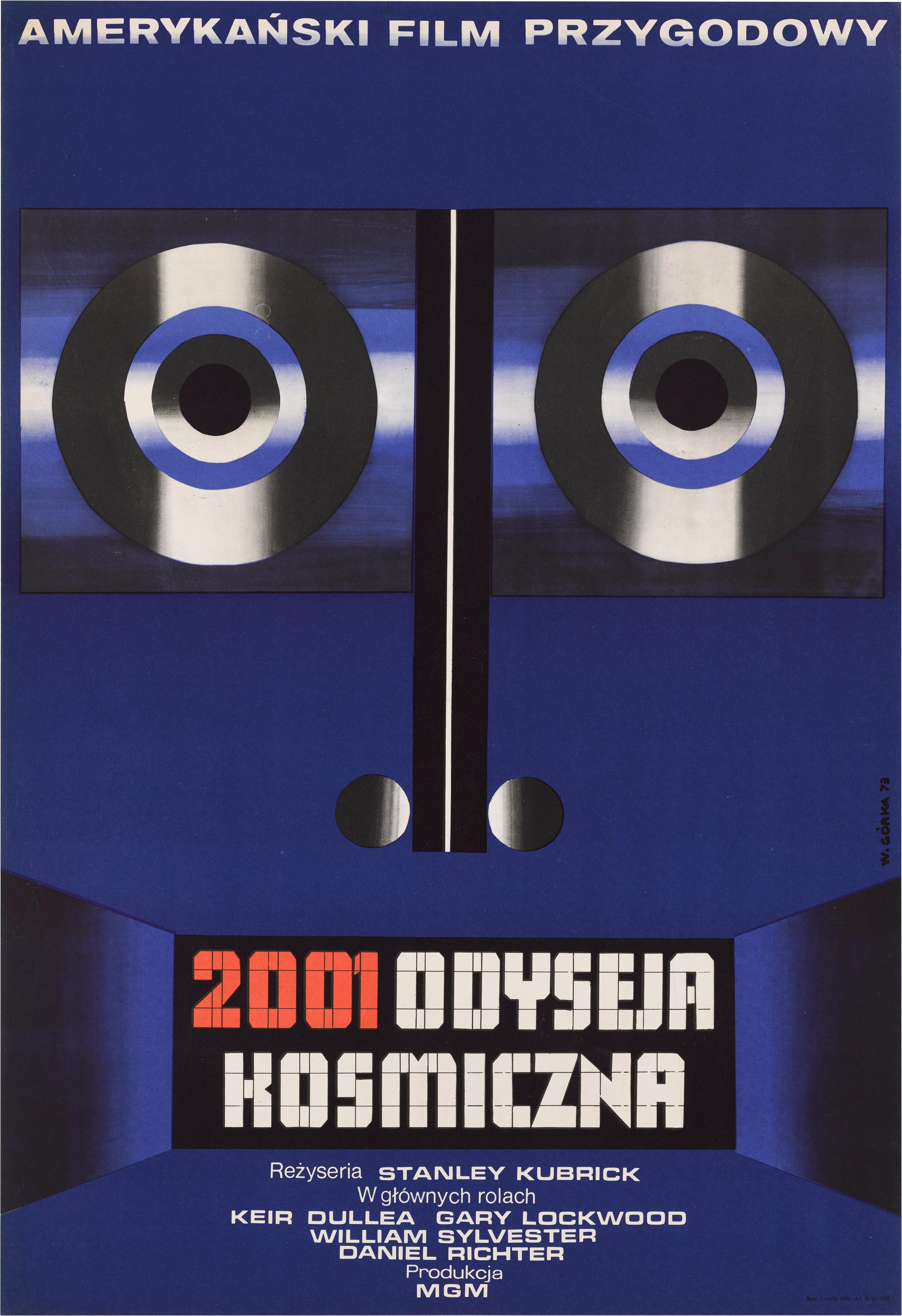 Original Polish movie poster for Stanley Kubrick's 2001: A Space Odyssey The artist Wiktor Gorka chose to depict Hal, the ship's computer, as the main element of this stylish Polish poster. It is a unique design, as no poster from any other country