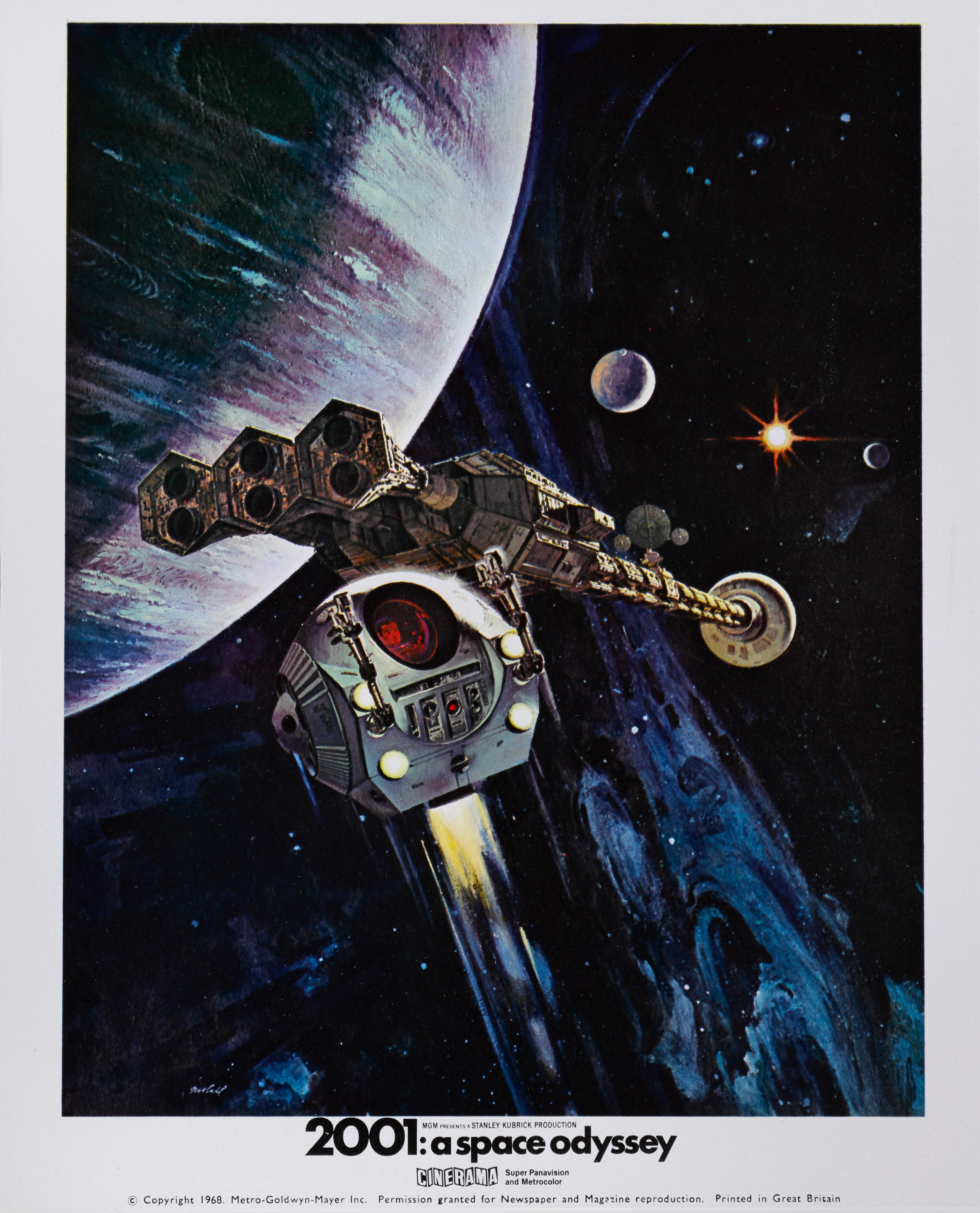 Original color production still for the Cinerama release of Stanley Kubrick's 2001: A Space Odyssey.
The Cinerama release stills are much harder to find and more desirable.
This piece would be packed in strong card and sent out flat.
   