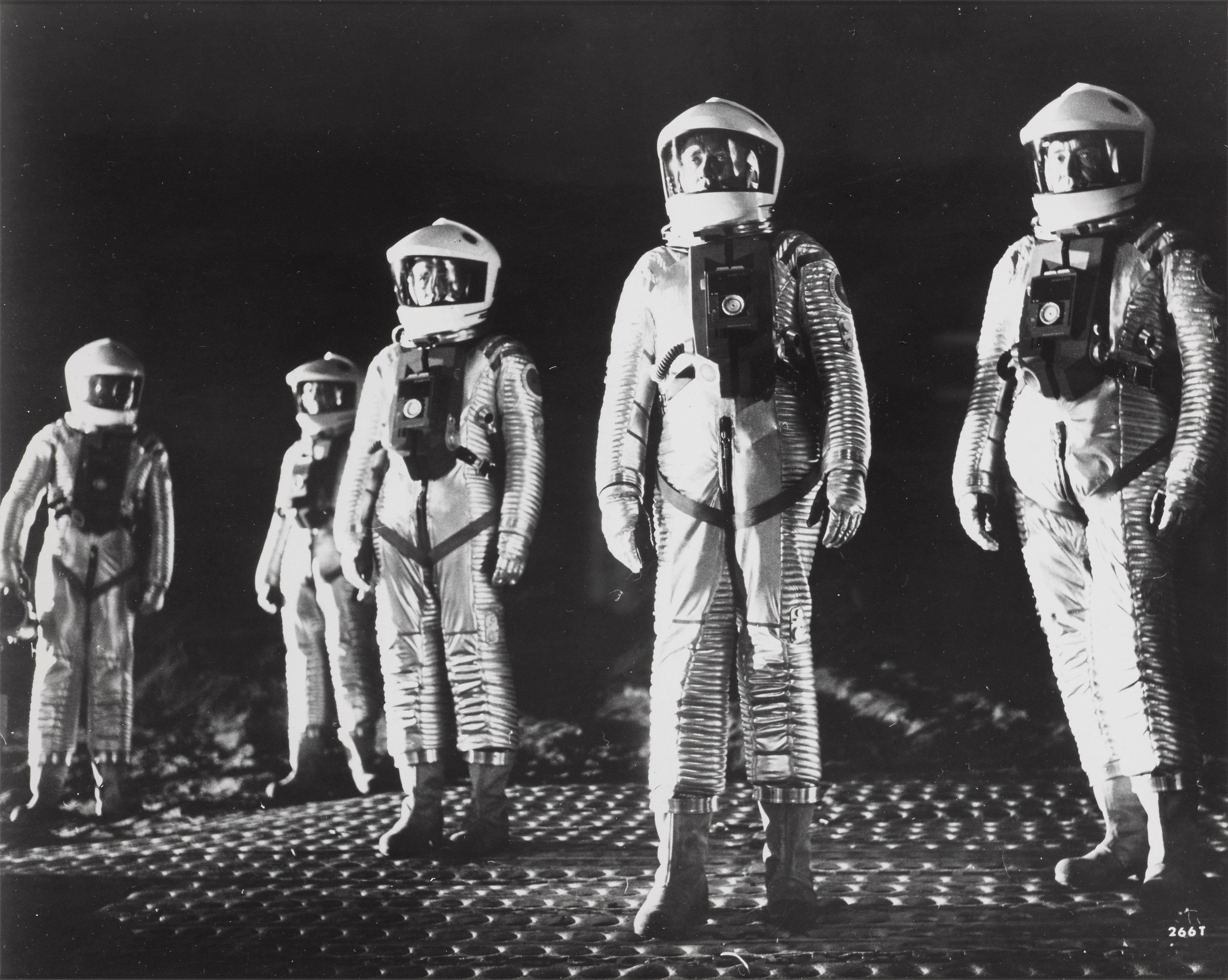 Original photographic production still for Stanley Kubrick's landmark science fiction film that is still considered one of the most influential sci-fi films of all time.
On the reverse of the piece is some original info sent out with the photo to