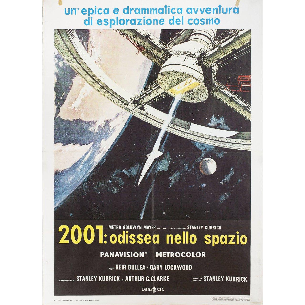 Original 1970s re-release Italian due fogli poster for the film '2001: A Space Odyssey' directed by Stanley Kubrick with Keir Dullea / Gary Lockwood / William Sylvester / Daniel Richter. Very good-fine condition, folded. Many original posters were