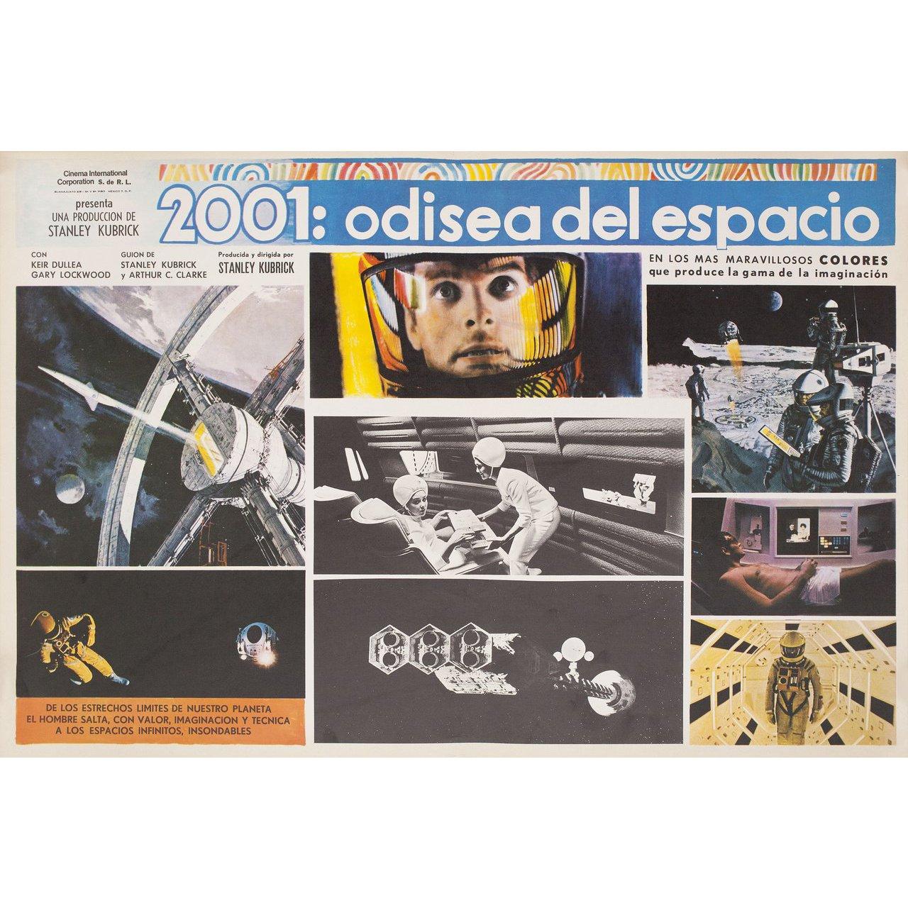 Original 1970s re-release Mexican scene card for the film 2001: A Space Odyssey directed by Stanley Kubrick with Keir Dullea / Gary Lockwood / William Sylvester / Daniel Richter. Fine condition, folded. Many original posters were issued folded or