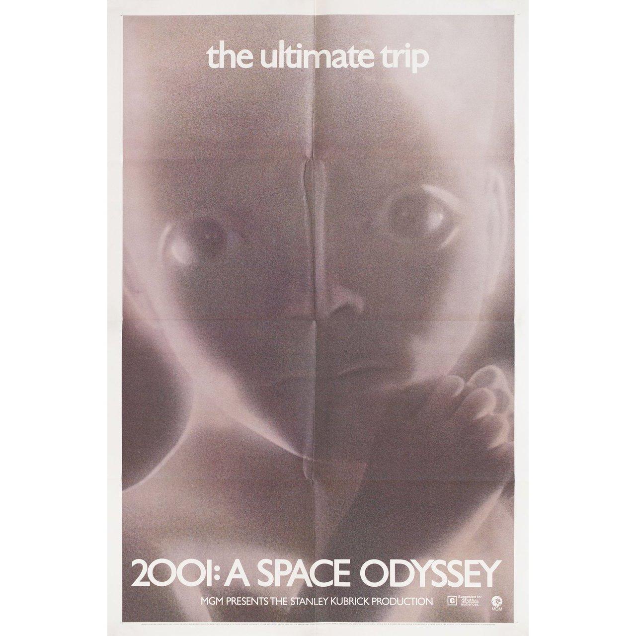 Original 1974 re-release U.S. one sheet poster for the 1968 film 2001: A Space Odyssey directed by Stanley Kubrick with Keir Dullea / Gary Lockwood / William Sylvester / Daniel Richter. Fine condition, folded. Many original posters were issued