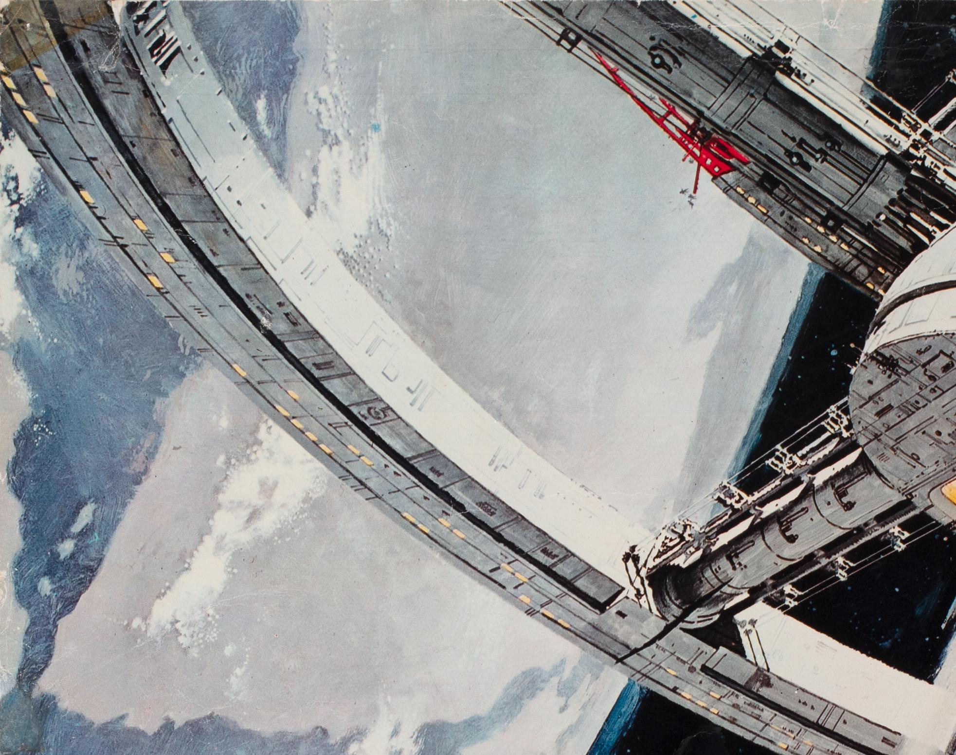 Americano 2001 A Space Odyssey Stazione spaziale italiana sovradimensionata ancora illustrata, Bob McCa in vendita
