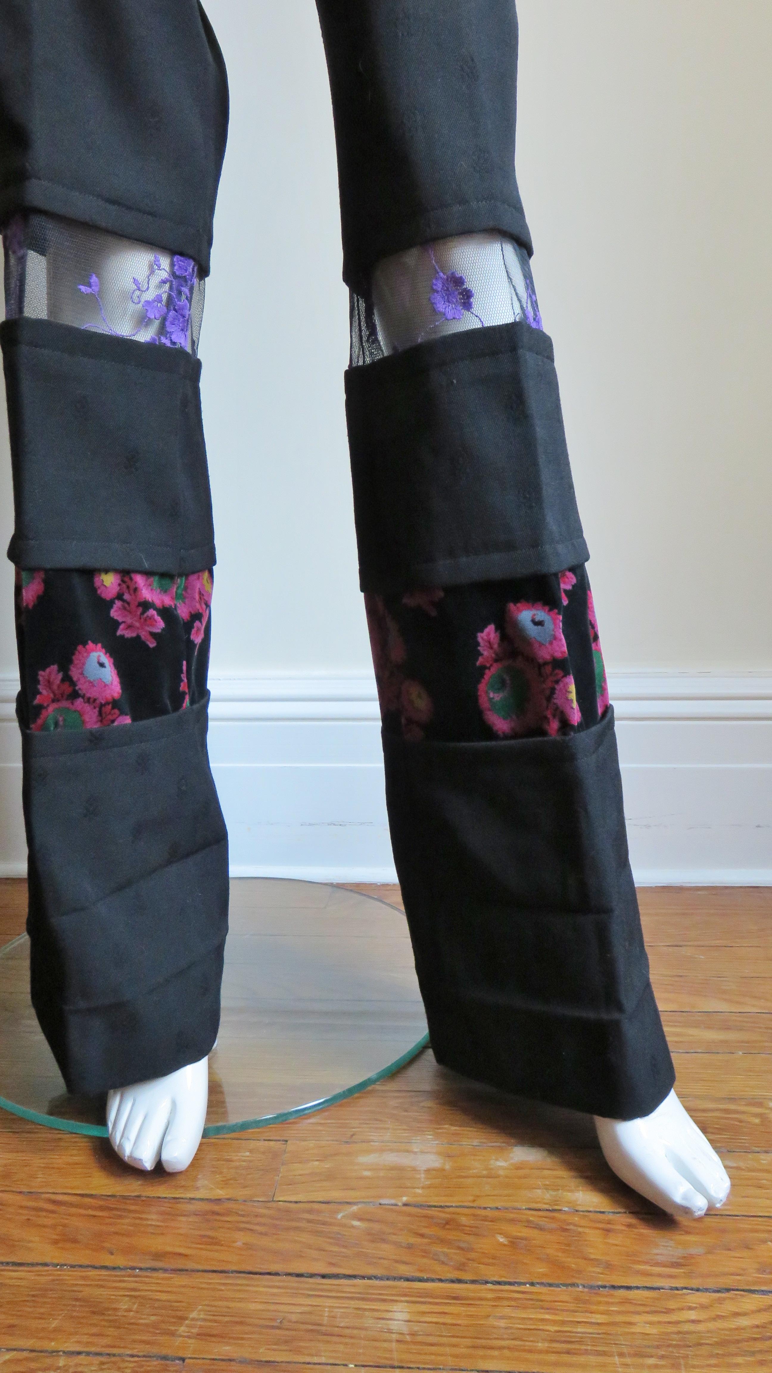 Women's 2001 AD Comme des Garcons Pants with Velvet and Lace Panels