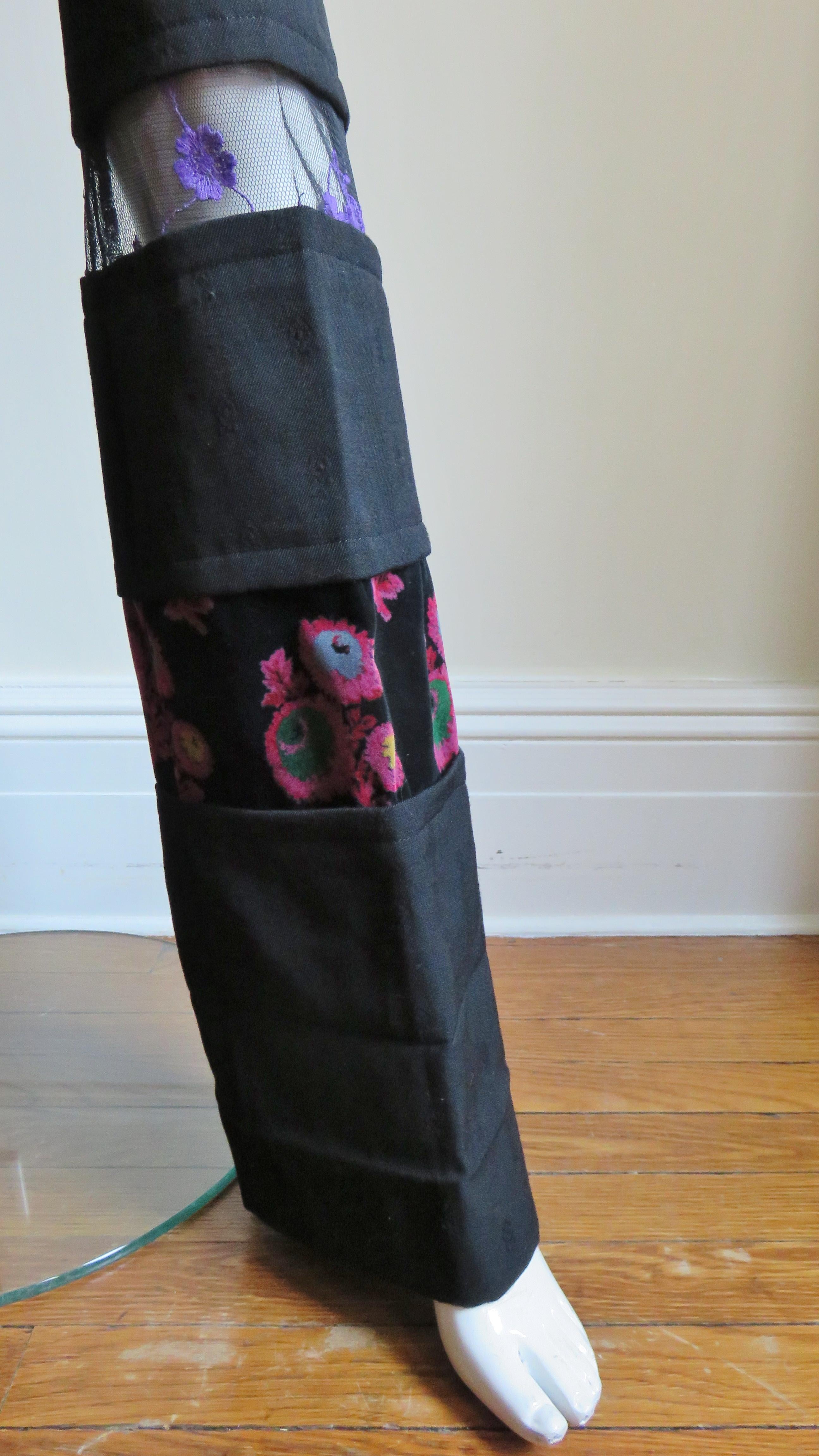 2001 AD Comme des Garcons Pants with Velvet and Lace Panels 1