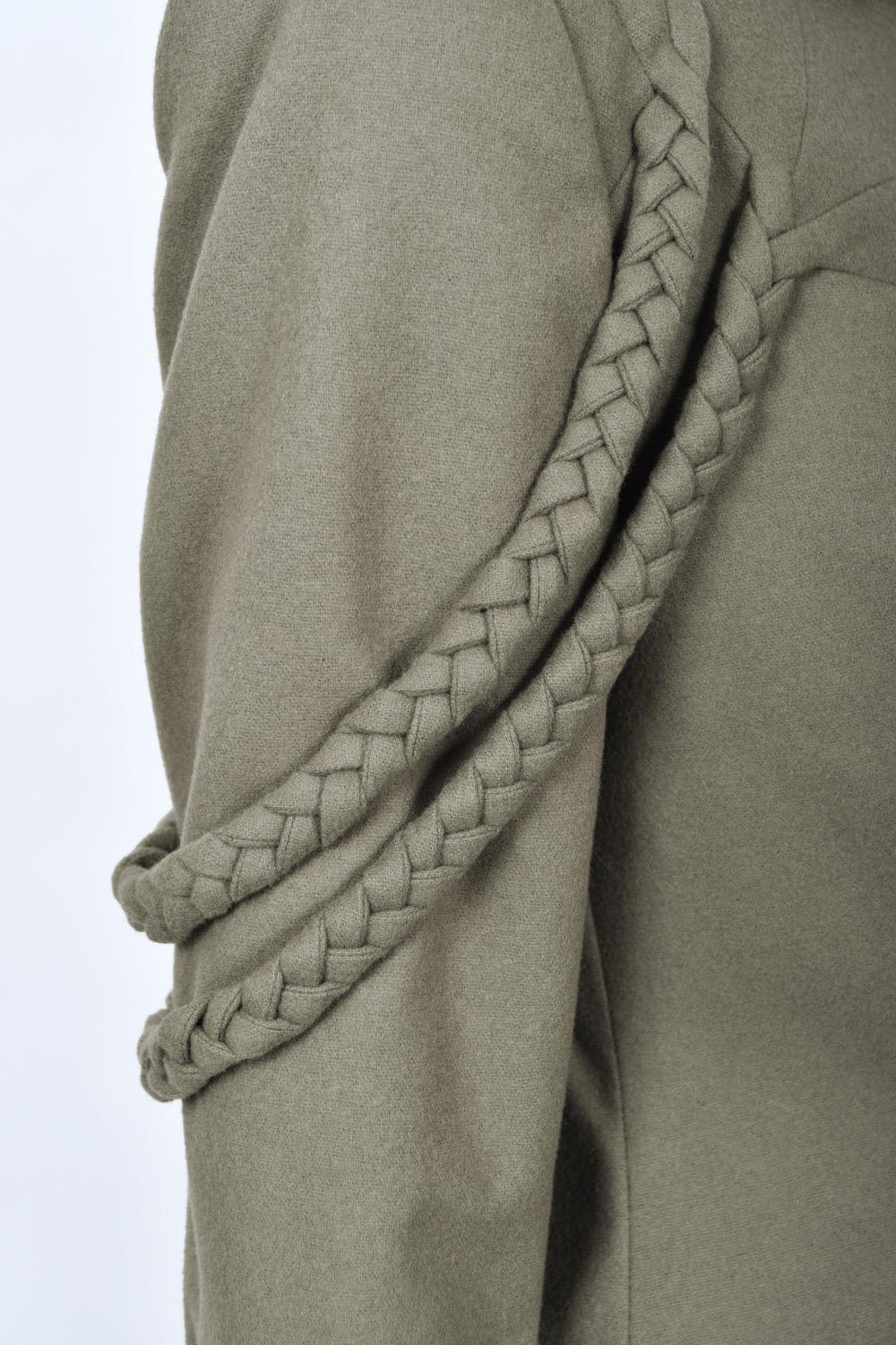 Alexander McQueen documenté Runway 2001 - Pantalon de veste tressée en laine vert mousse en vente 6