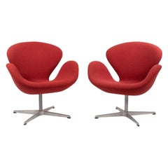2001 Arne Jacobsen for Fritz Hansen Swan Lounge Chair in Red Boucle