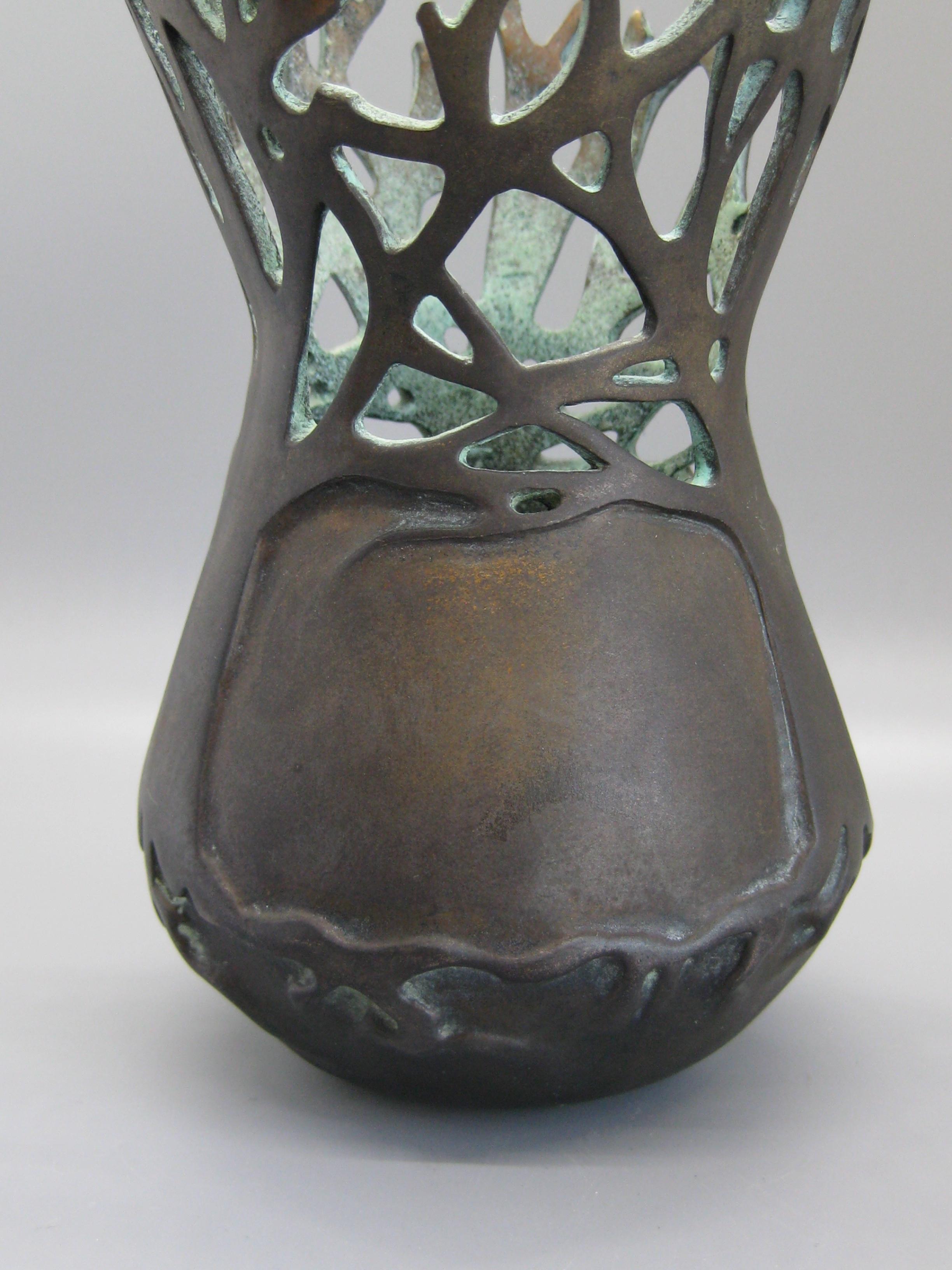 2001 Carol Alleman Organic Midcentury Bronze Vase Vessel Sculpture Limited 75 For Sale 5