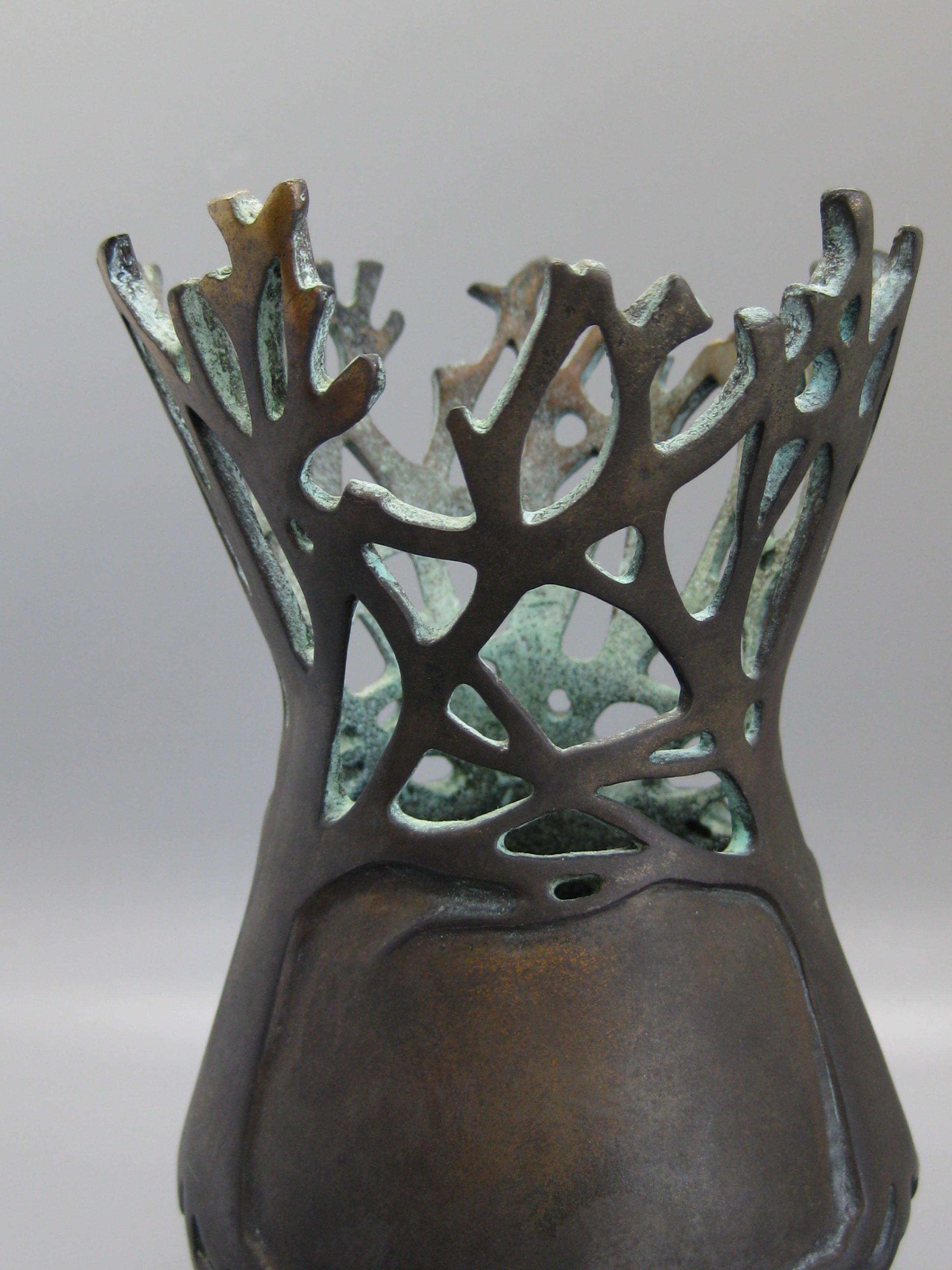2001 Carol Alleman Organische Bronze-Vase aus der Mitte des Jahrhunderts, Gefäß-Skulptur, limitiert 75 im Angebot 6