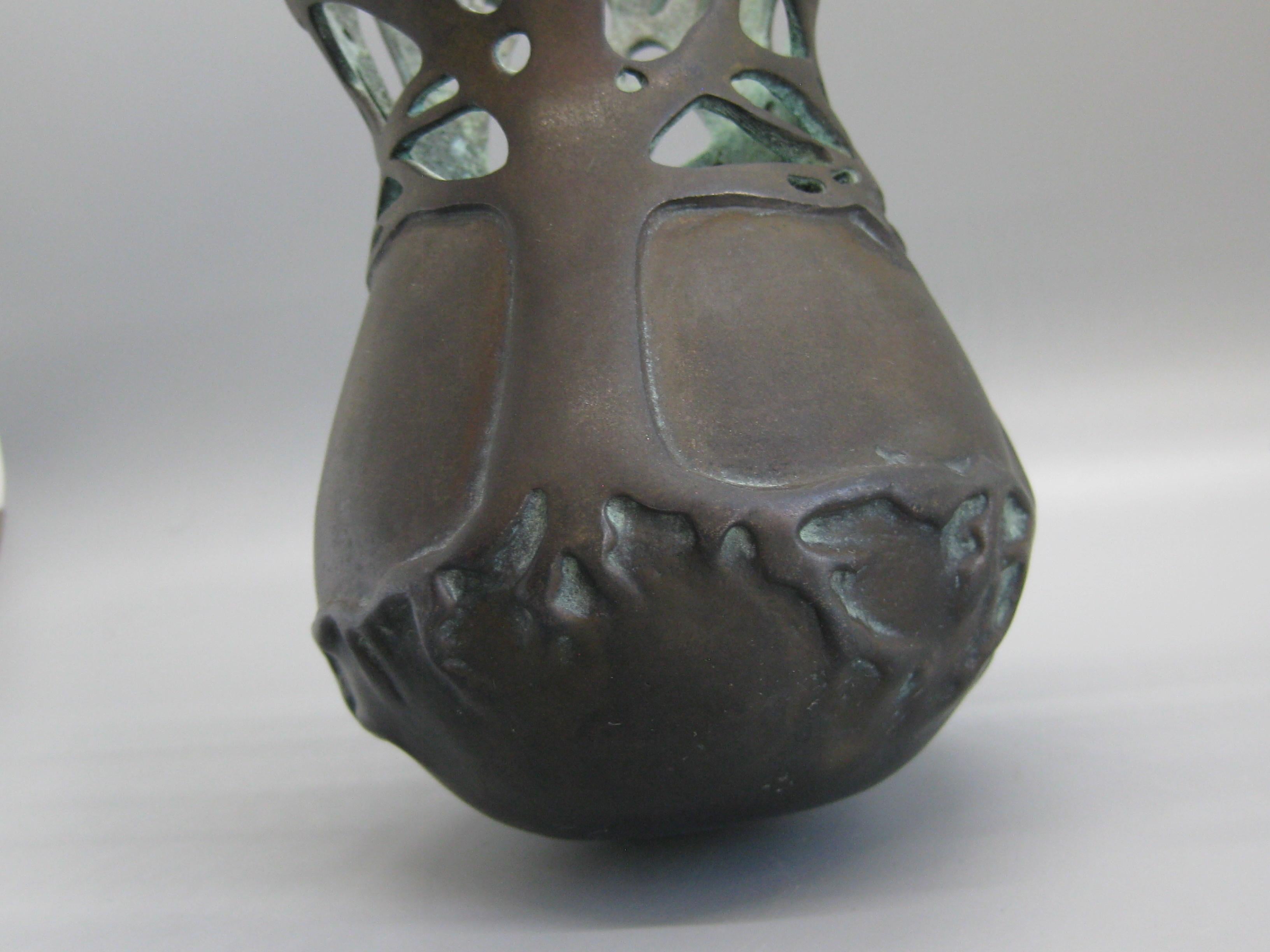 2001 Carol Alleman Organic Midcentury Bronze Vase Vessel Sculpture Limited 75 For Sale 8