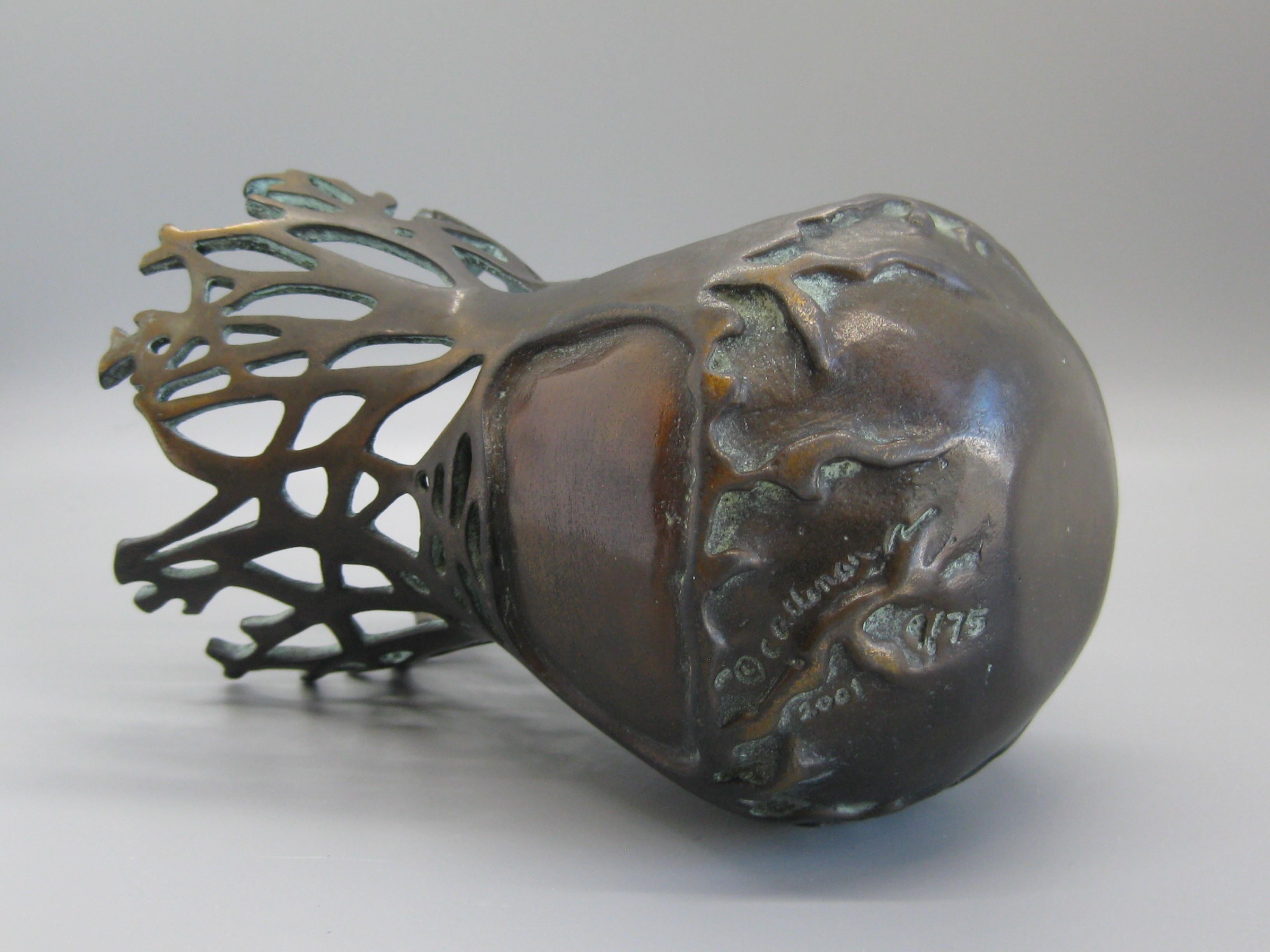 2001 Carol Alleman Organic Midcentury Bronze Vase Vessel Sculpture Limited 75 For Sale 12