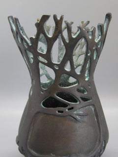 2001 Carol Alleman Organic Midcentury Bronze Vase Vessel Sculpture Limited 75