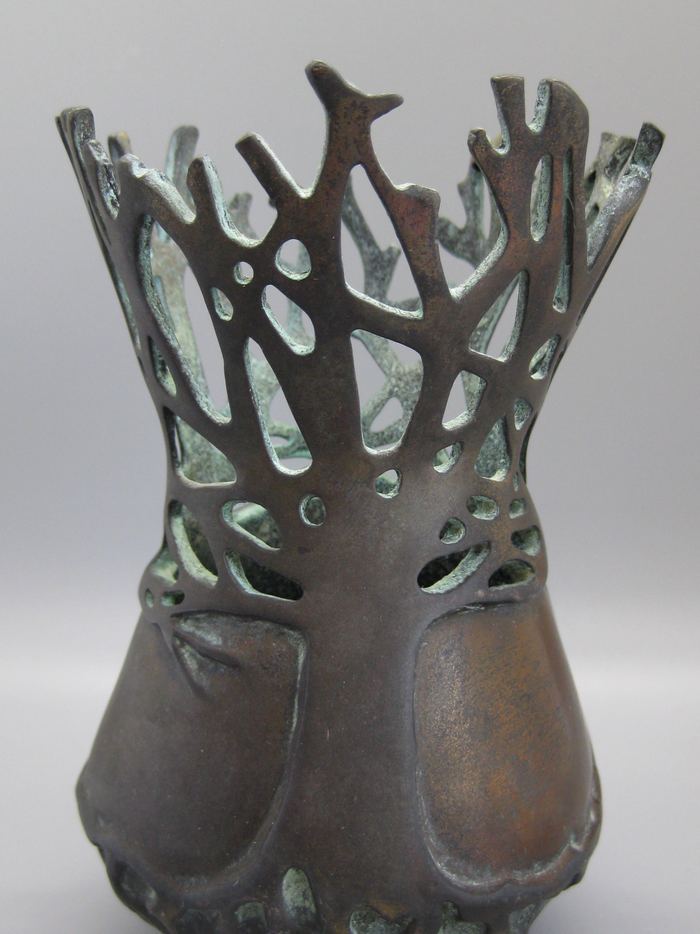 2001 Carol Alleman Organic Midcentury Bronze Vase Vessel Sculpture Limited 75 In Excellent Condition For Sale In San Diego, CA