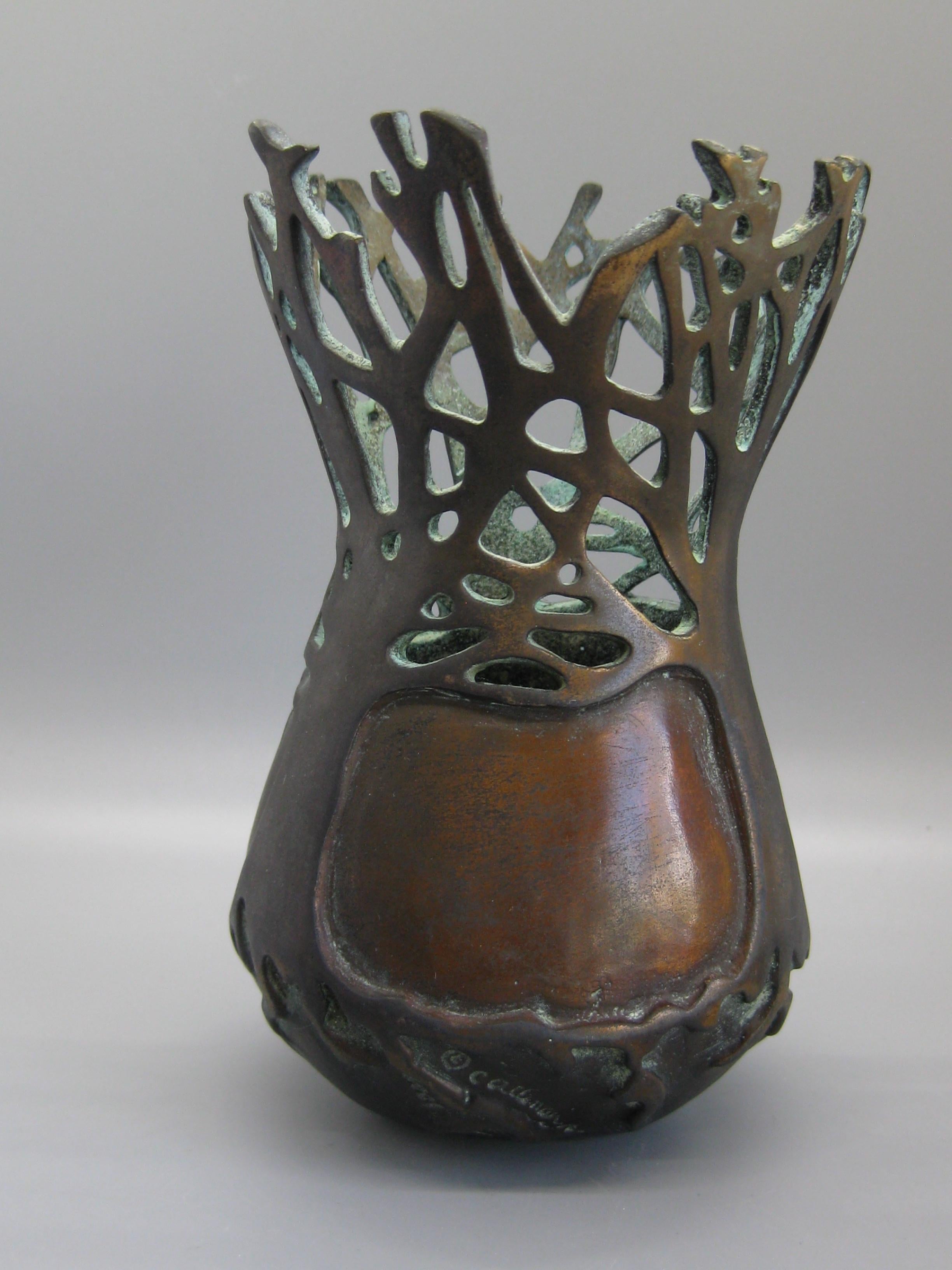 2001 Carol Alleman Organic Midcentury Bronze Vase Vessel Sculpture Limited 75 For Sale 1