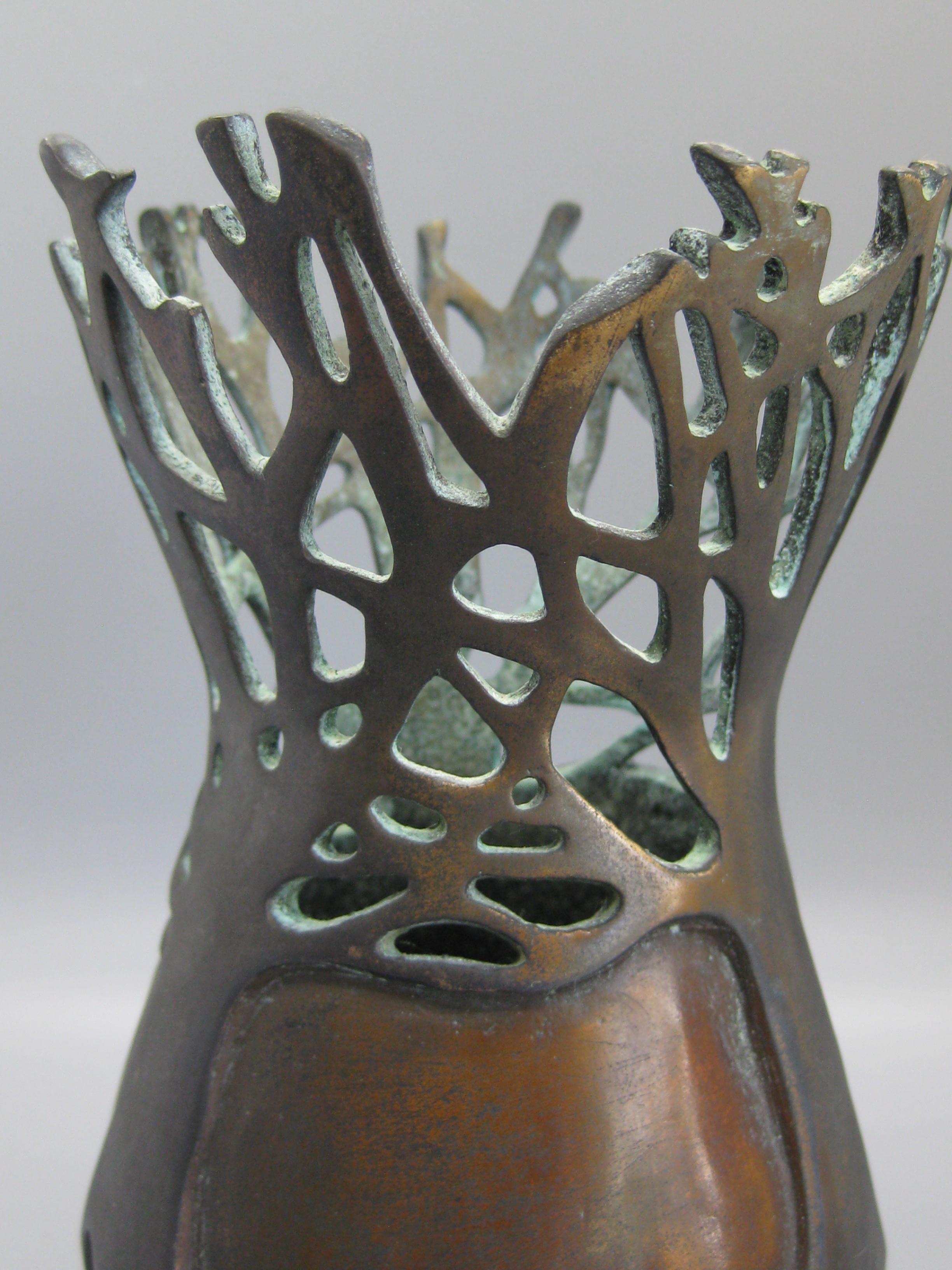 2001 Carol Alleman Organic Midcentury Bronze Vase Vessel Sculpture Limited 75 For Sale 2