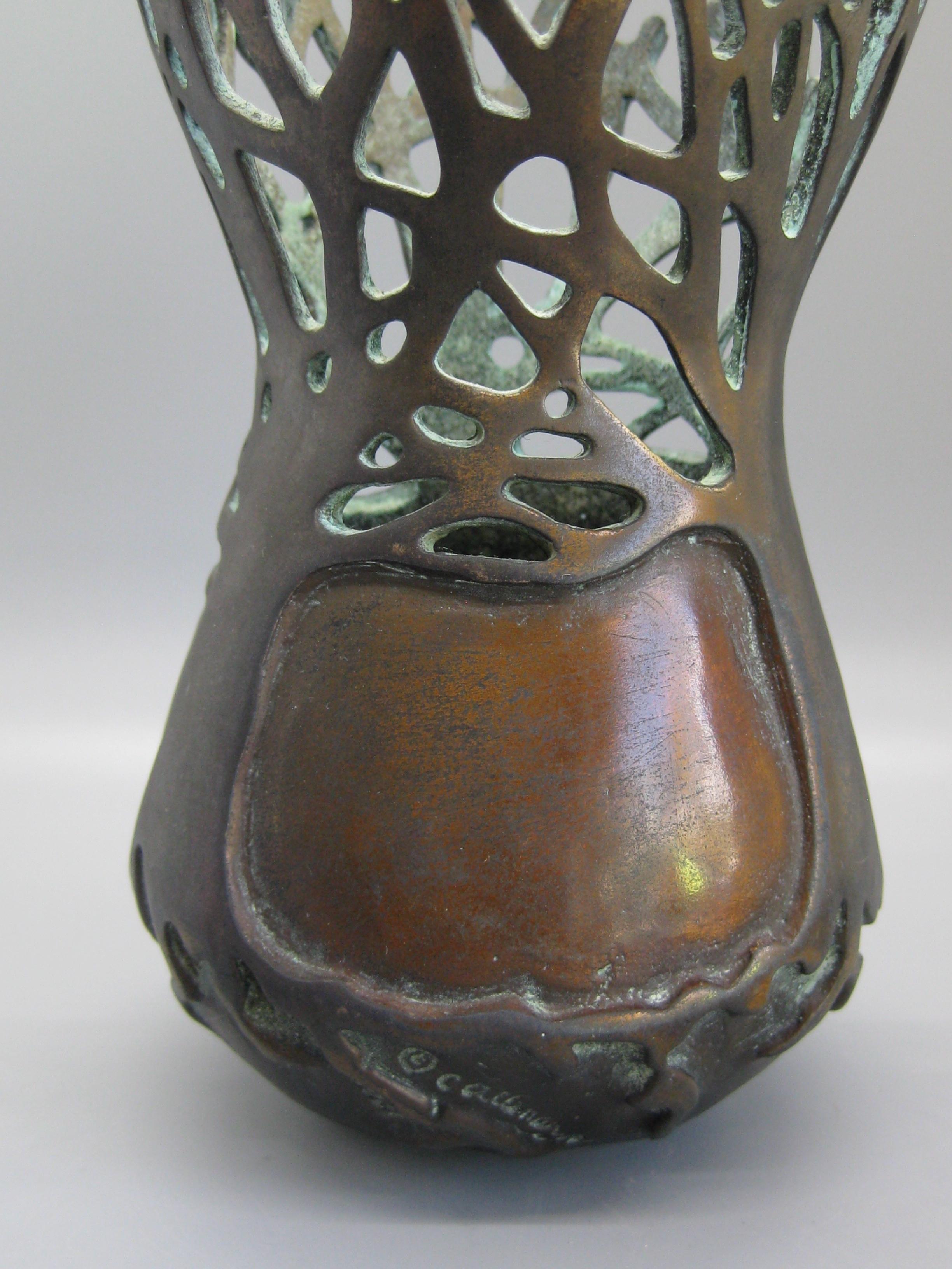 2001 Carol Alleman Organic Midcentury Bronze Vase Vessel Sculpture Limited 75 For Sale 3