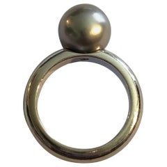 2001 Cartier Himalaya Ring Black Pearl White Gold Bague Perle Noir or Gris, Box