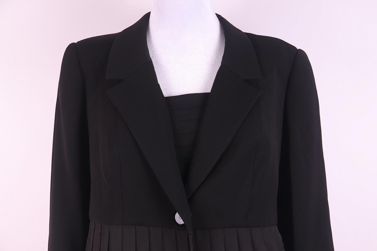 Noir 2001 Chanel 01P veste top laine soie en vente