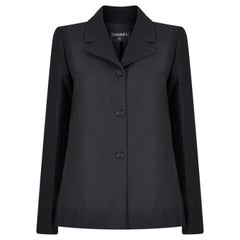 2001 Chanel Black Blazer With CC Button Detail