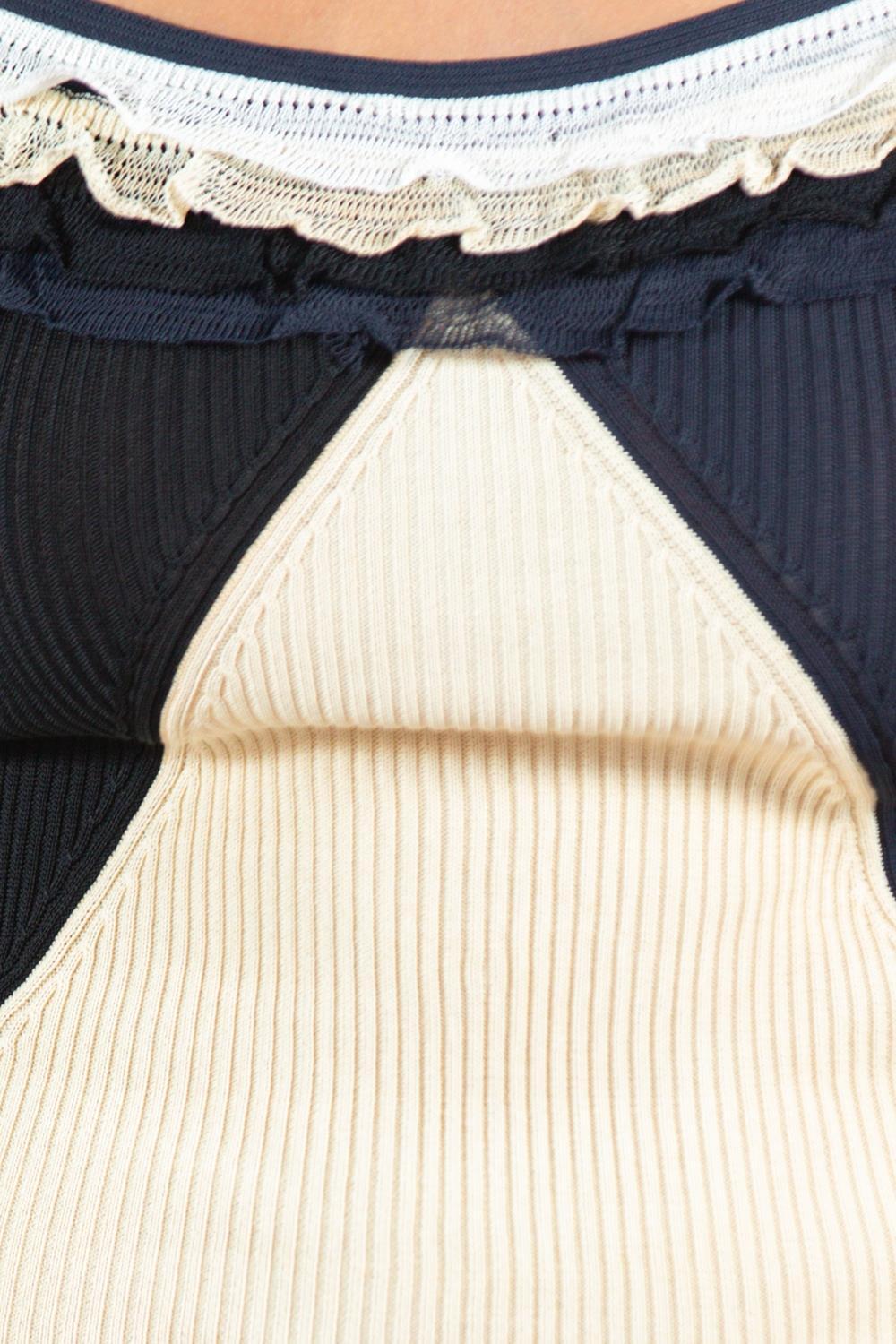 2001 Chanel Black & Cream Rayon Top For Sale 2