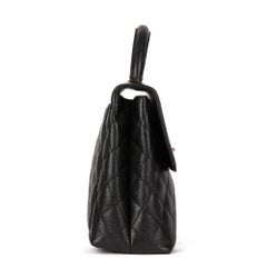 2001 Chanel Black Quilted Caviar Leather Classic Kelly