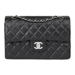 2001 Chanel Black Quilted Lambskin Small Classic Double Flap Bag