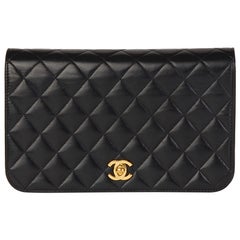 2001 Chanel Black Quilted Lambskin Vintage Classic Single Full Flap Bag 